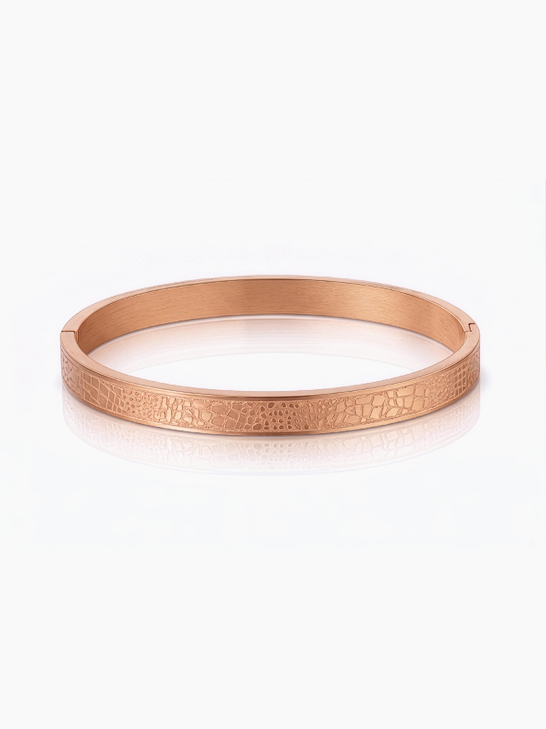 Anthony Minimal Textured Rosegold Plated Bracelet