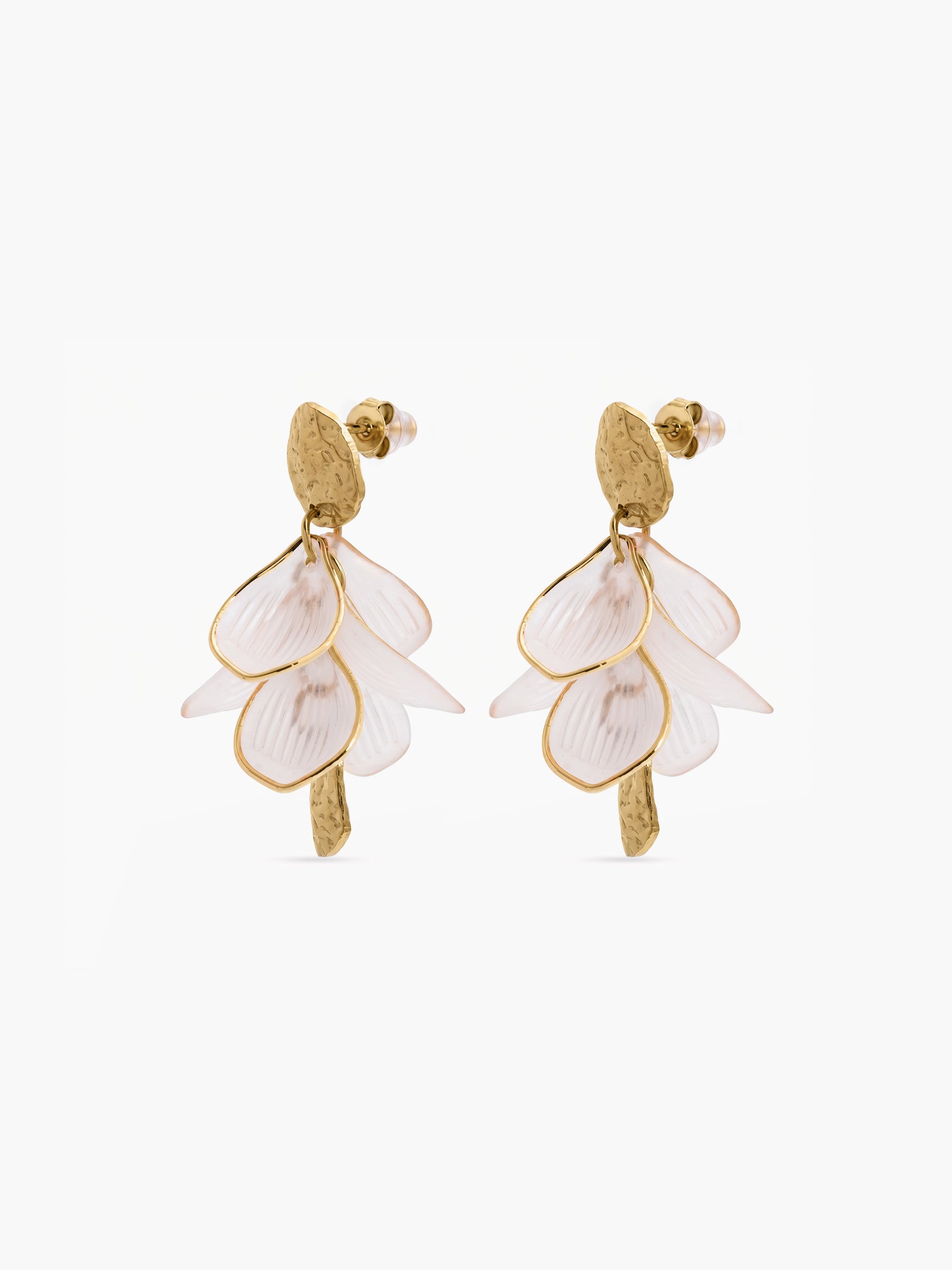 Anubis White Blossom 18K Gold Plated Women's Stud Earrings