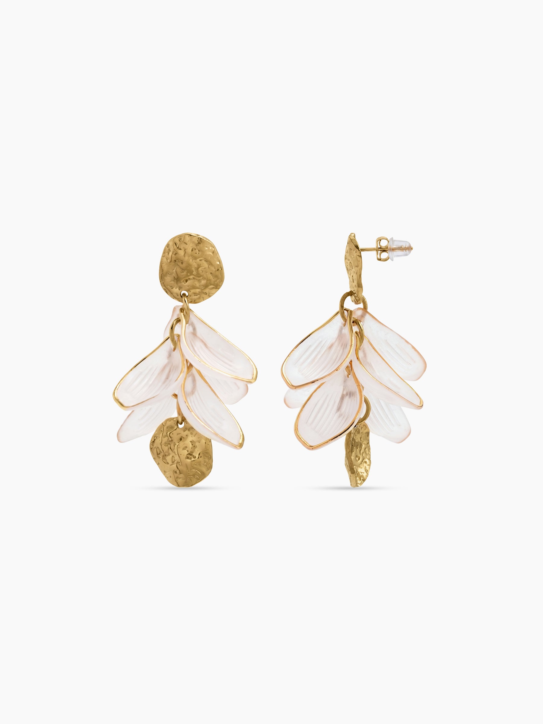 Anubis White Blossom 18K Gold Plated Women's Stud Earrings