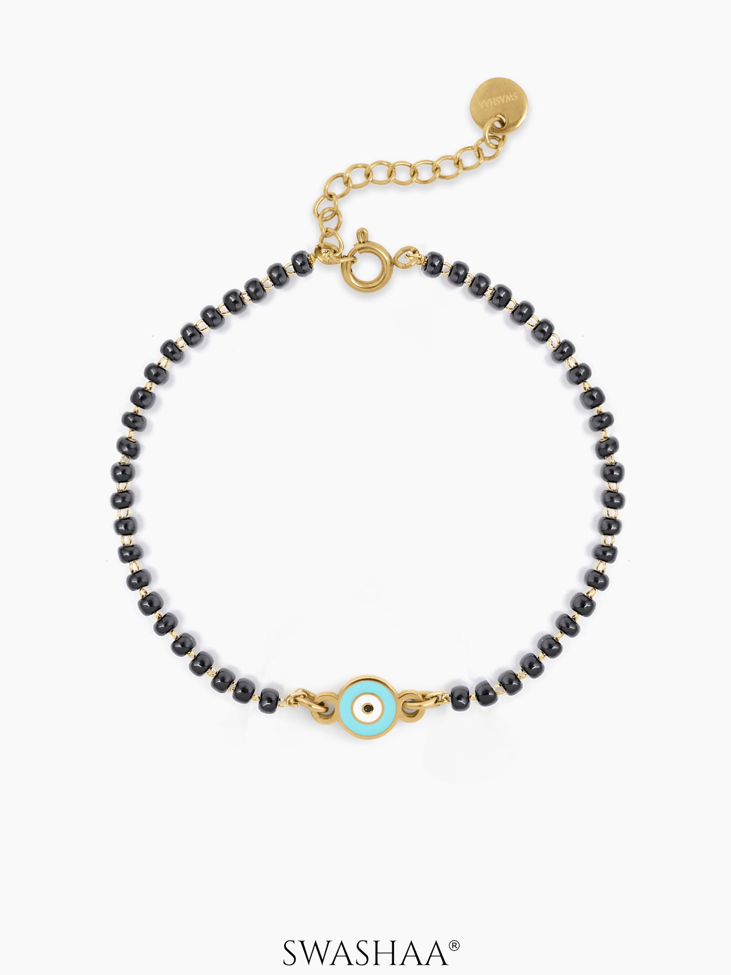 Aqua Evil Eye 18K Gold Plated Kid's Nazariya Bracelet
