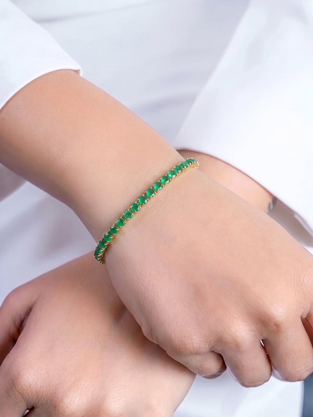 Arel Green - 18K Gold Plated Diamond Solitaire Women's Tennis Loose Bracelet