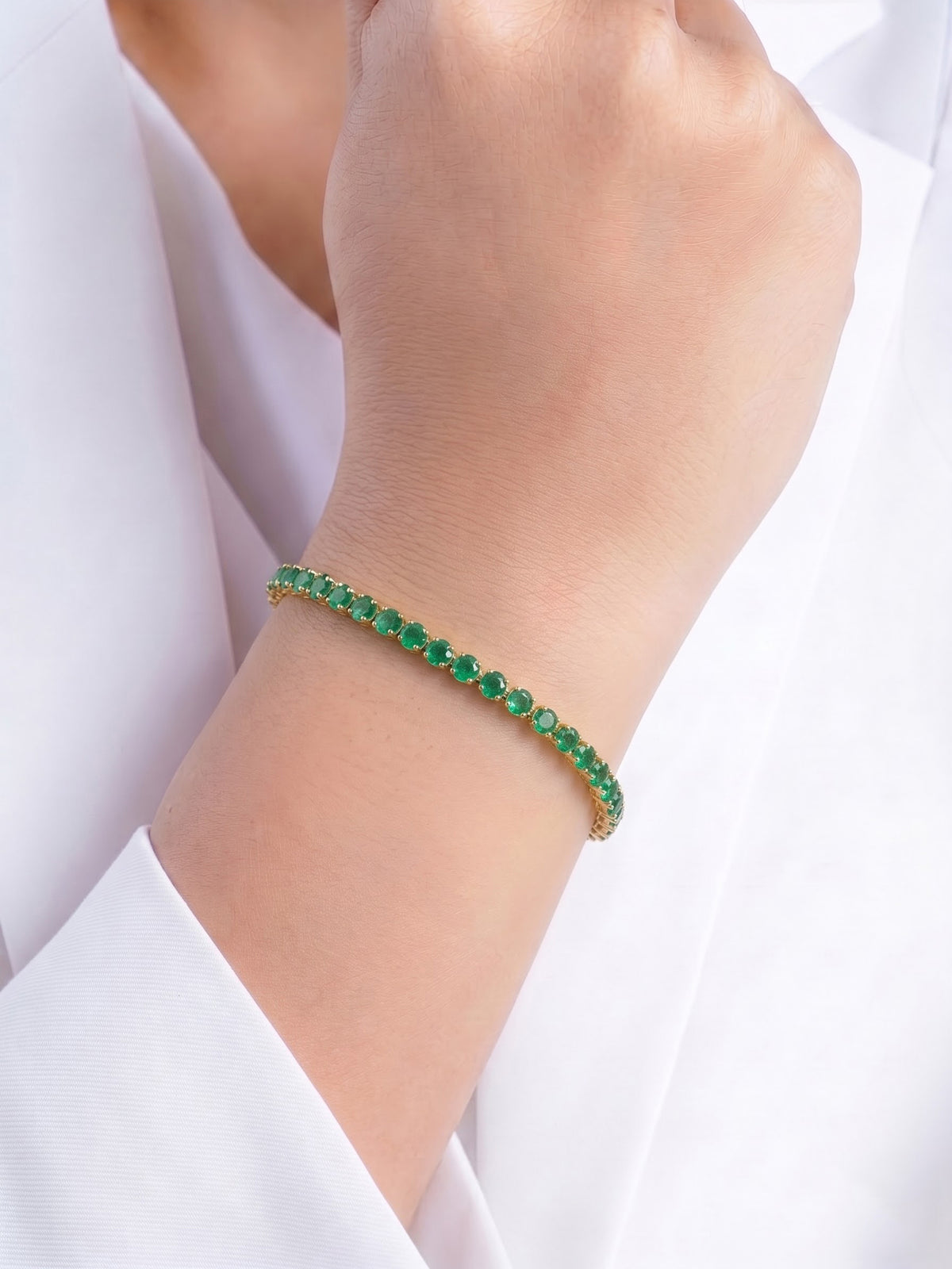 Arel Green - 18K Gold Plated Diamond Solitaire Women's Tennis Loose Bracelet