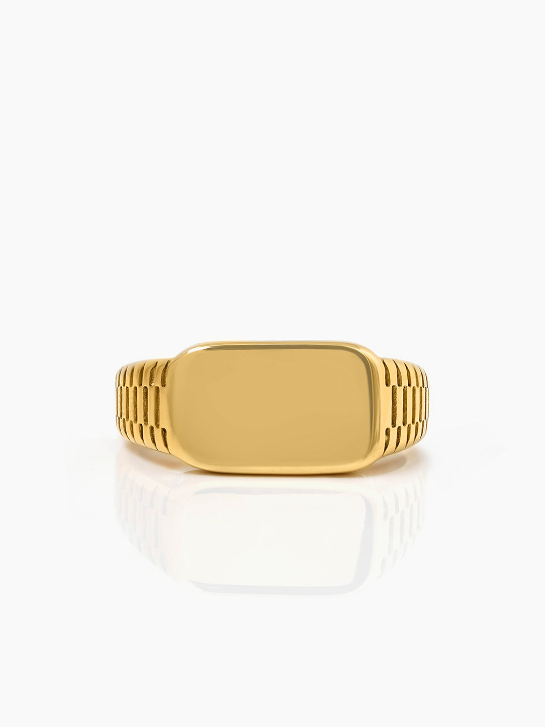 Argo Crest Band Signet Rectangular Gold Band Men's Ring