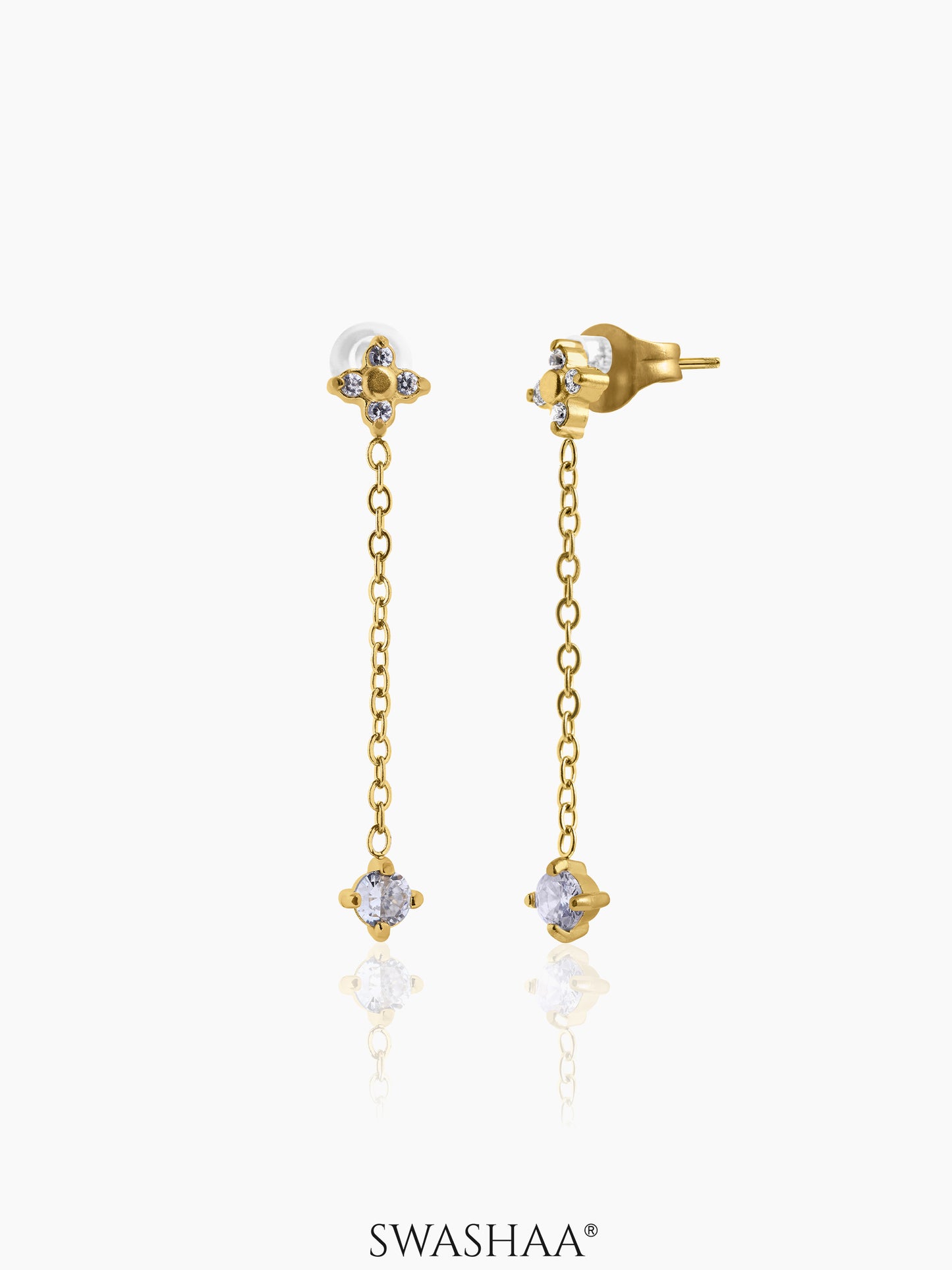 Aria Floral Diamond Drop Earrings