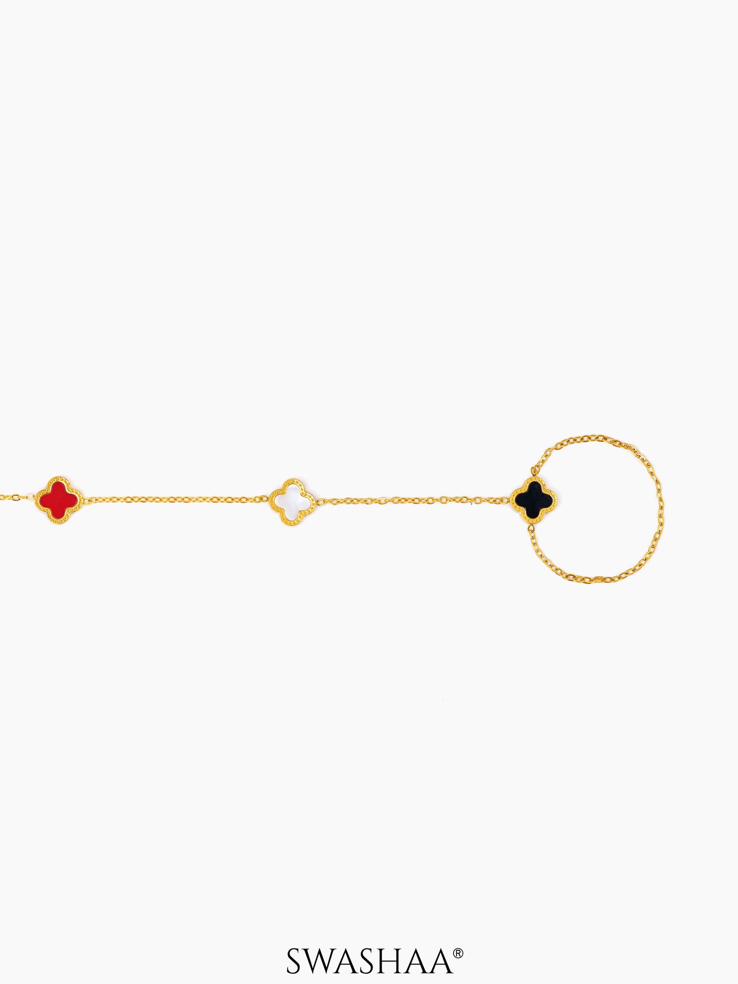 Ariya Dainty Clover 18K Gold Plated Ring Bracelet