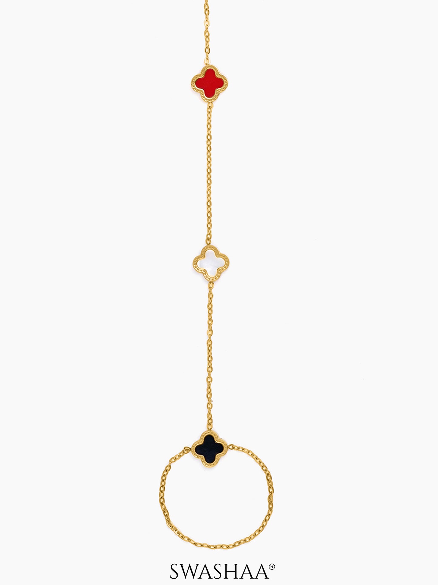 Ariya Dainty Clover 18K Gold Plated Ring Bracelet