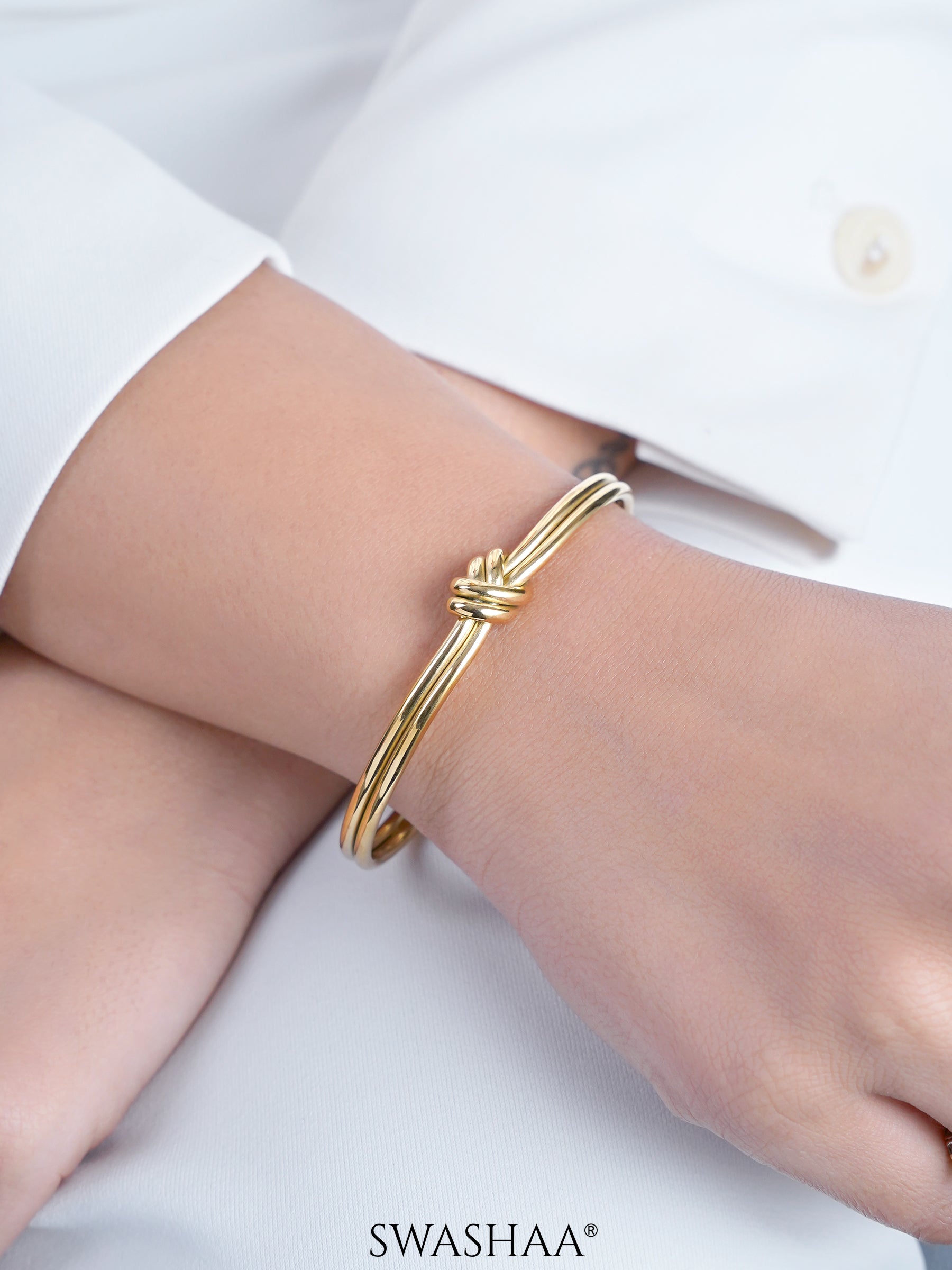 Arlen Knot Cuff 18K Gold Plated Bracelet