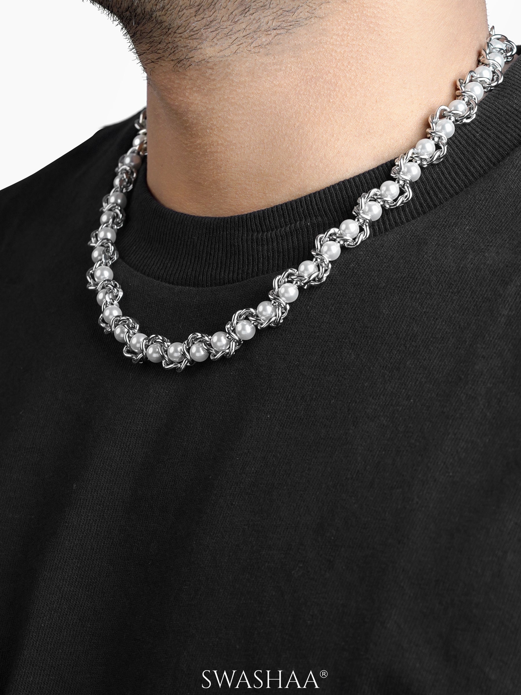 Arlo Pearl Twisted Men's Silver Chain