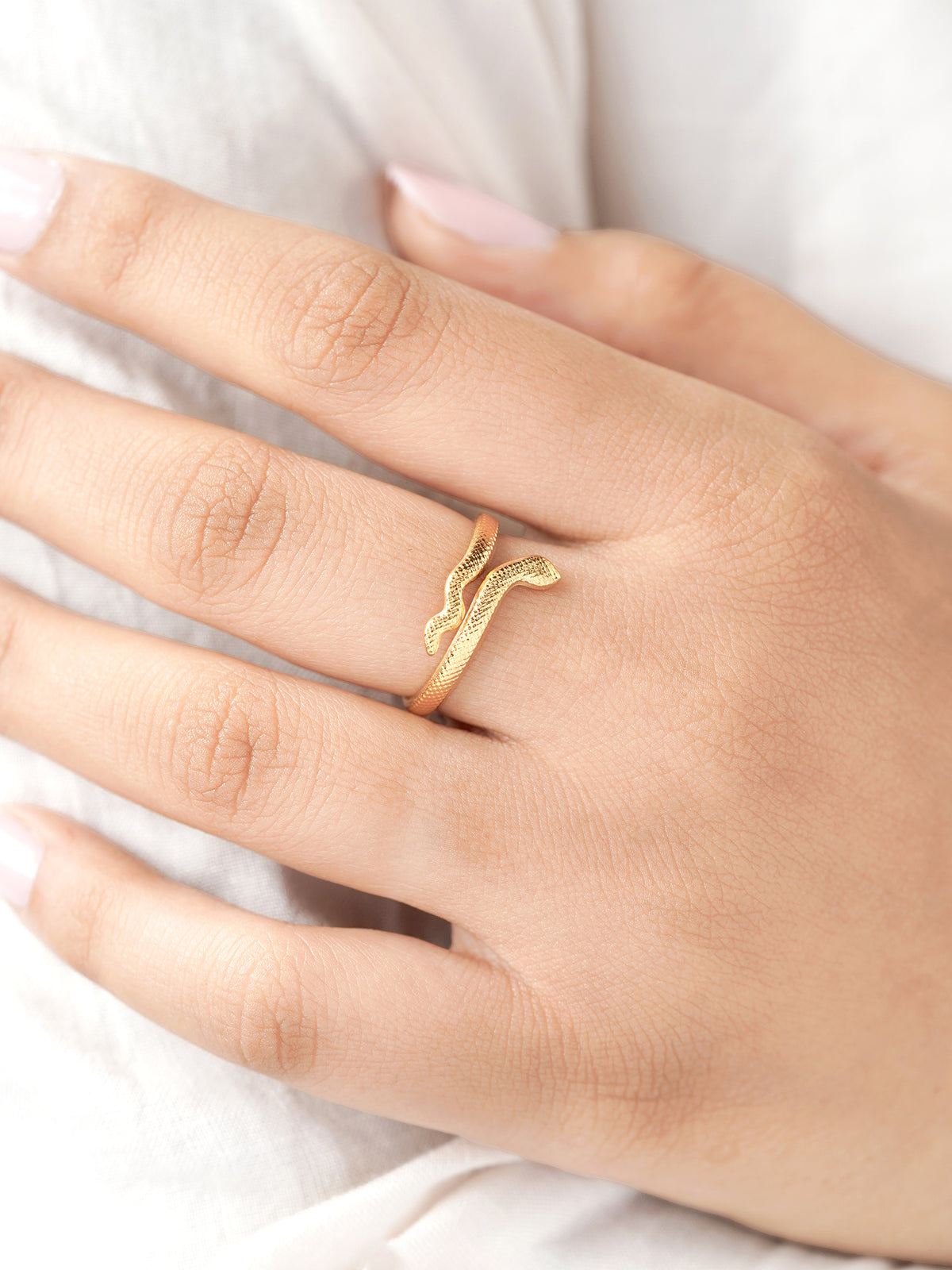 Ashlekha Sleek Wrap Style Snake 18K Gold Plated Ring