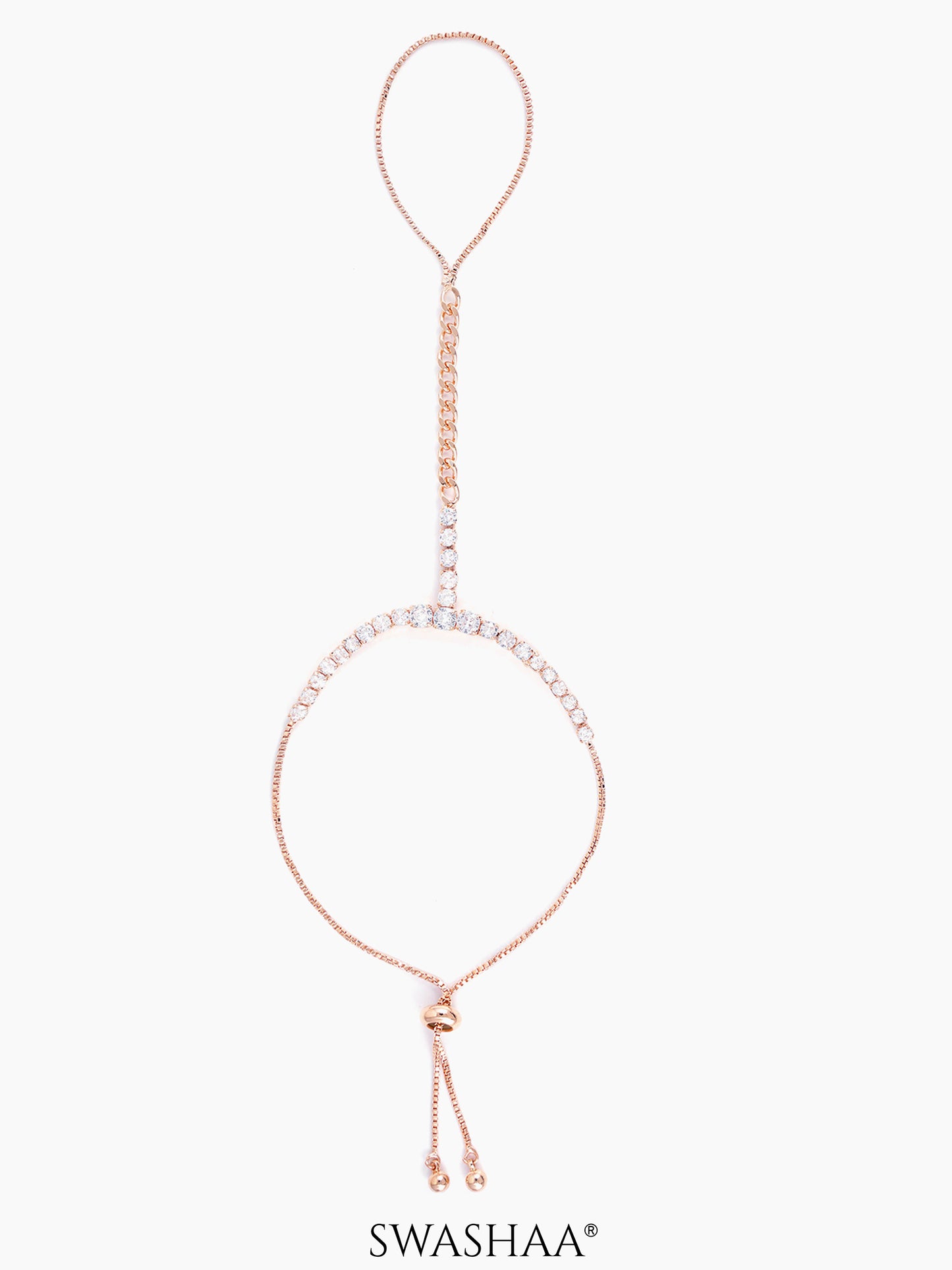 Ashna Dazzling Cubic Diamond Rosegold Plated Ring Bracelet