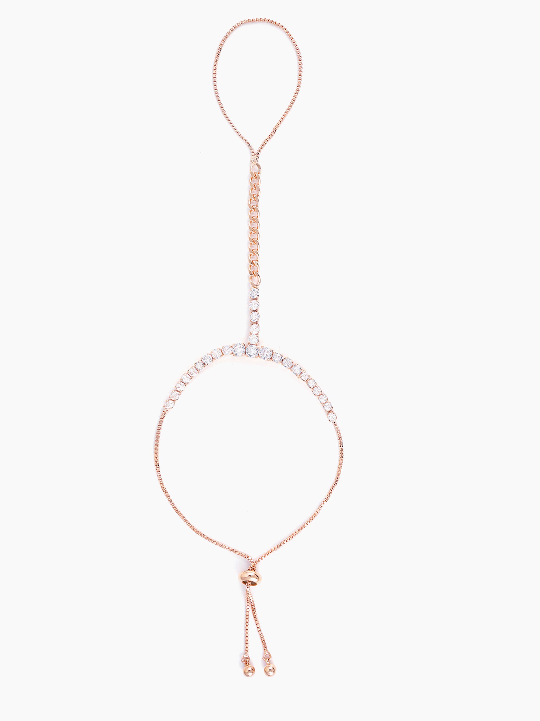 Ashna Dazzling Cubic Diamond Rosegold Plated Ring Bracelet