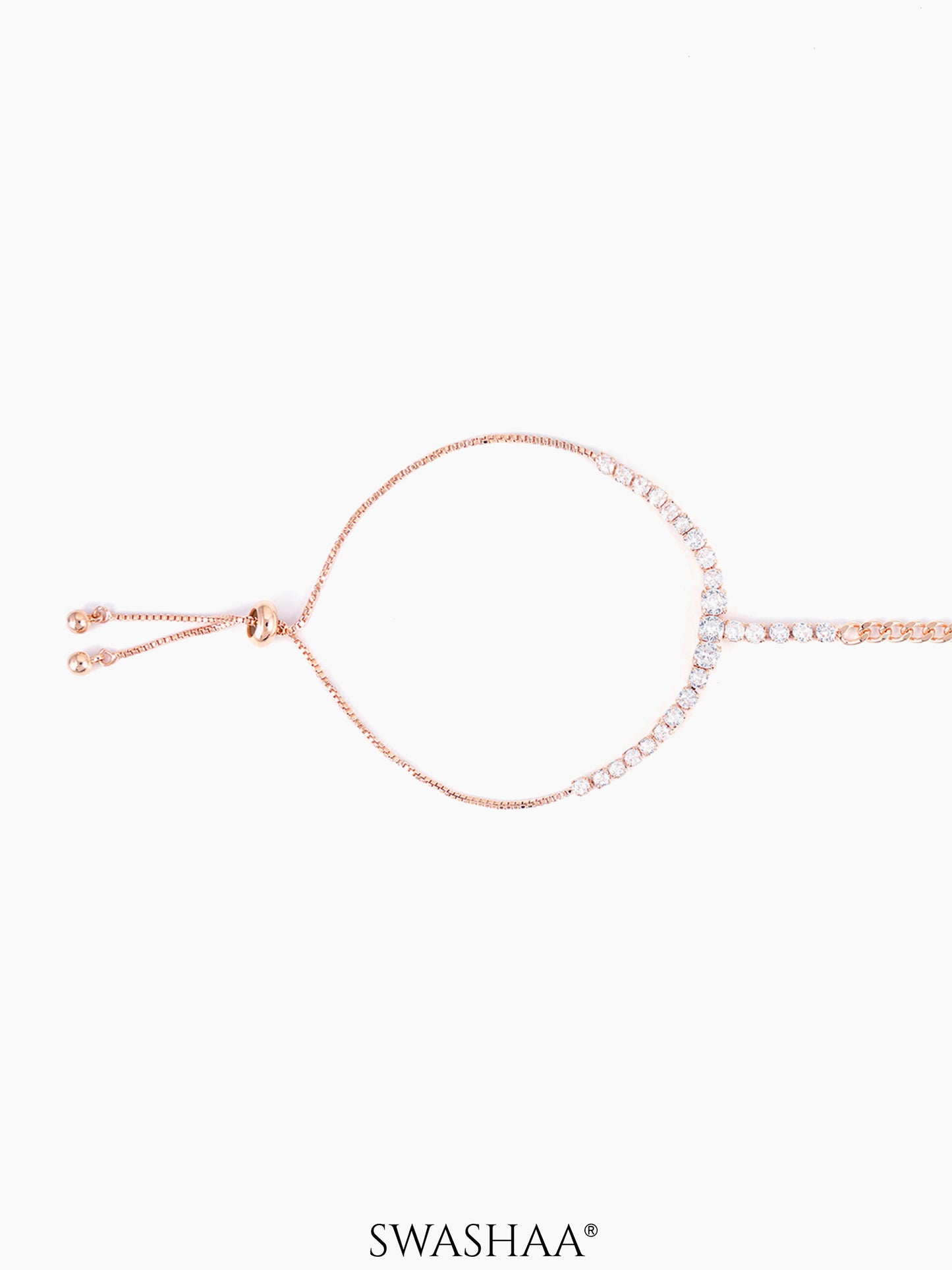Ashna Dazzling Cubic Diamond Rosegold Plated Ring Bracelet