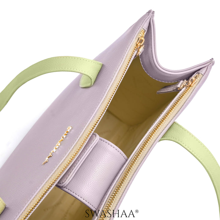 Ashno Lavender Leather Tote Bag