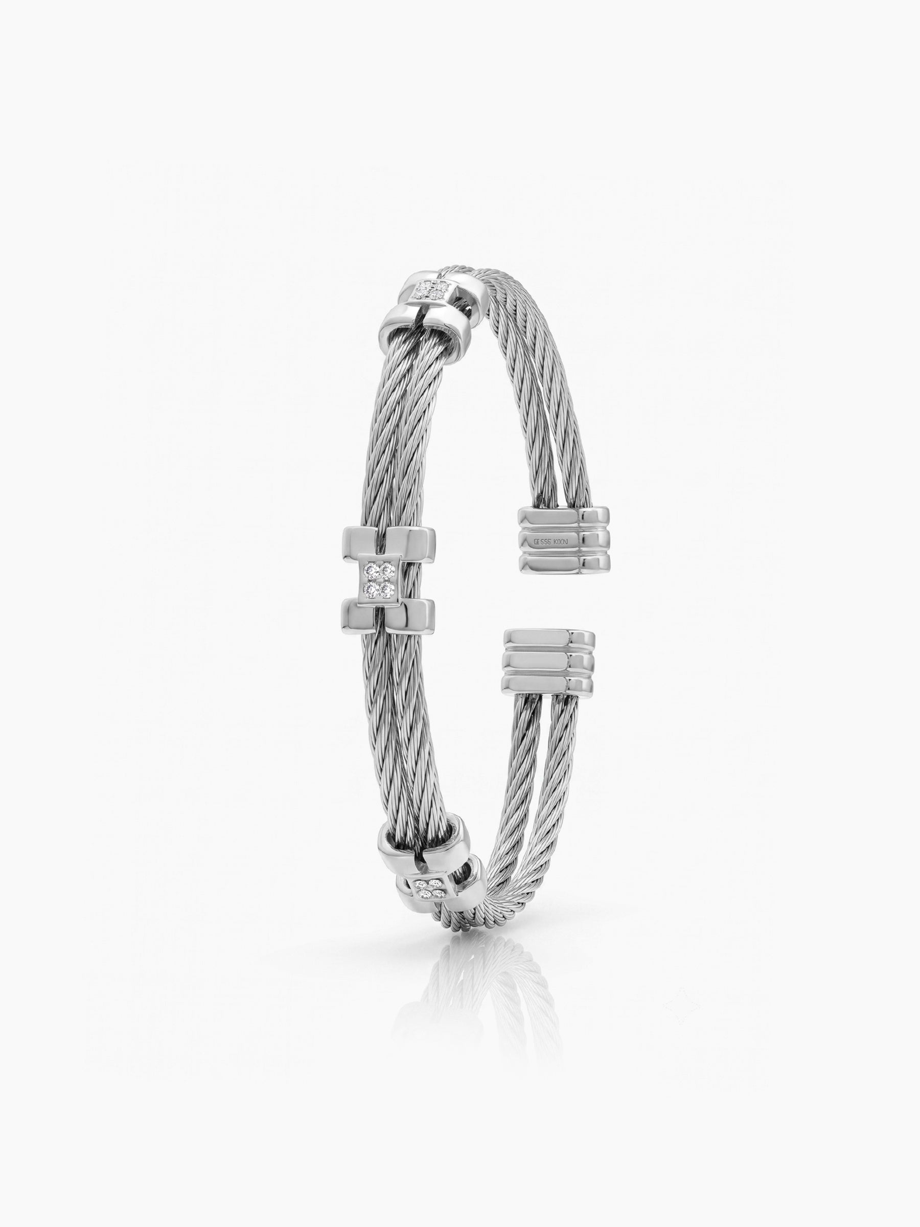 Astrid Diamond Silver Wired Men's Cuff Bracelet
