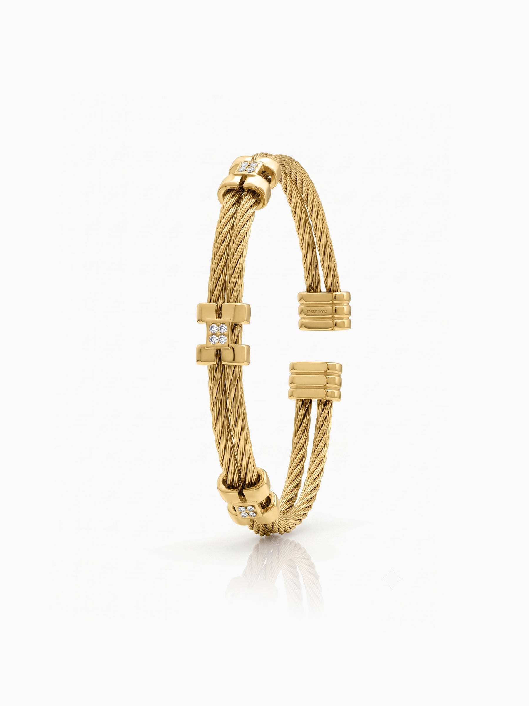 Astrid Diamond 18K Gold Plated Wired Men's Cuff Bracelet