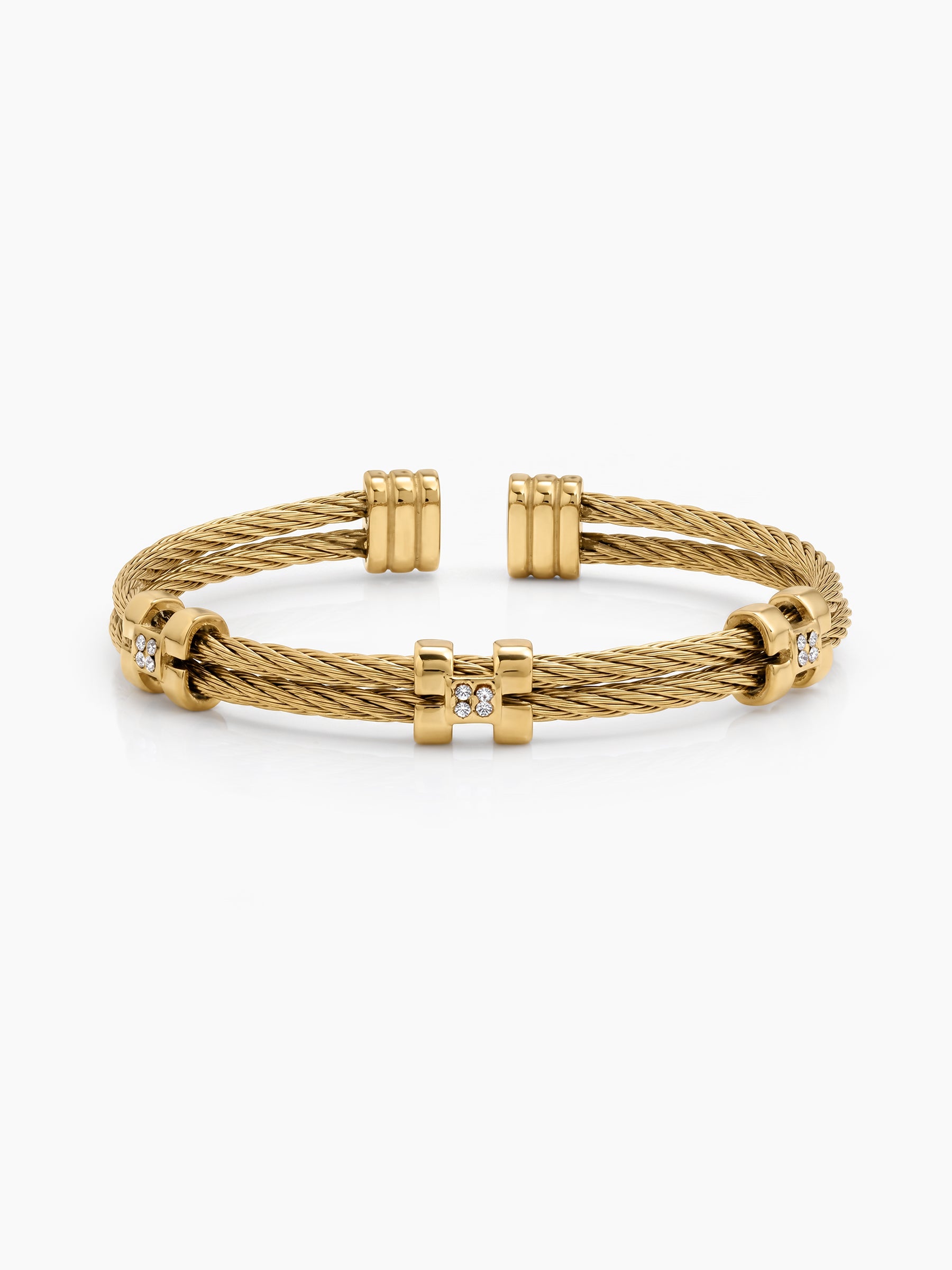 Astrid Diamond 18K Gold Plated Wired Men's Cuff Bracelet