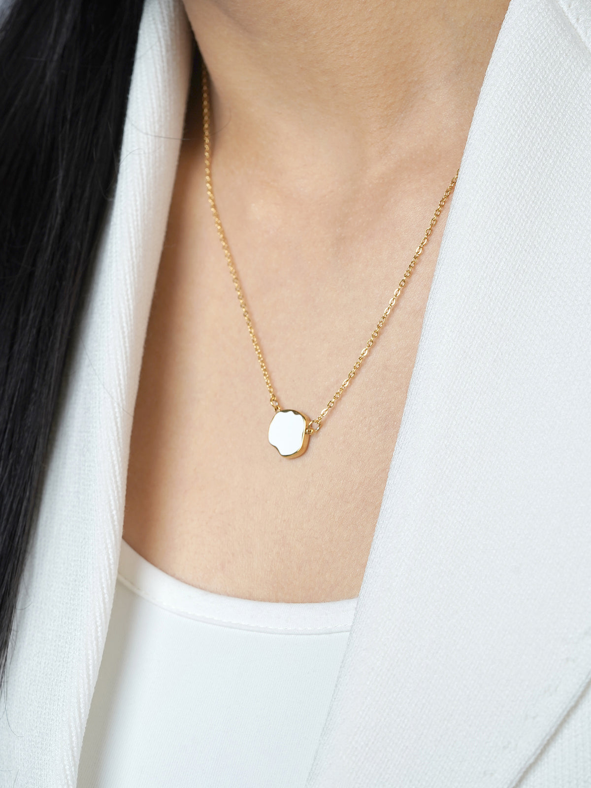 Athaliah White Charm 18K Gold Plated Chain Pendant Necklace