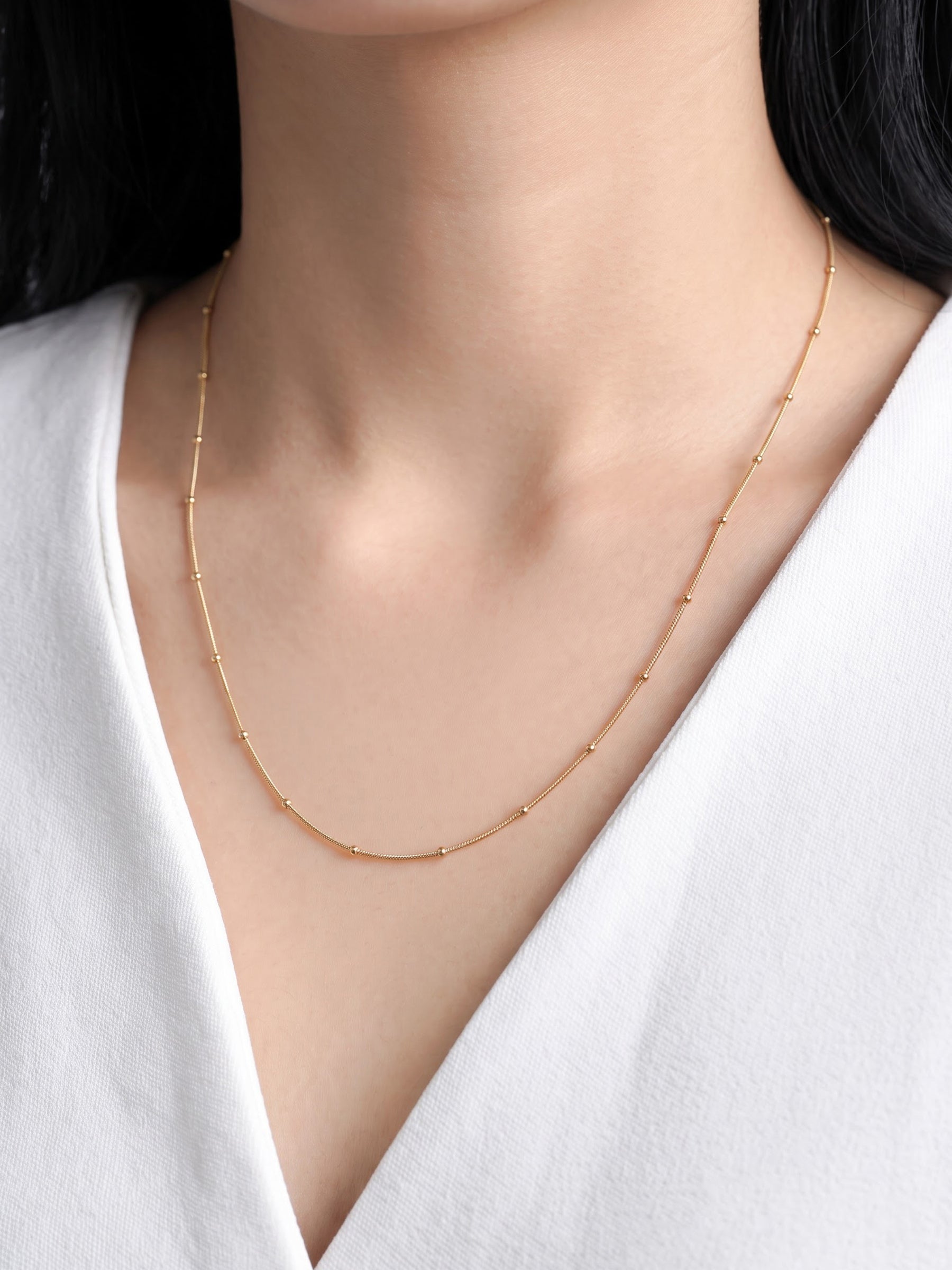 Aulus Micro Beads 18K Gold Plated Women's Chain