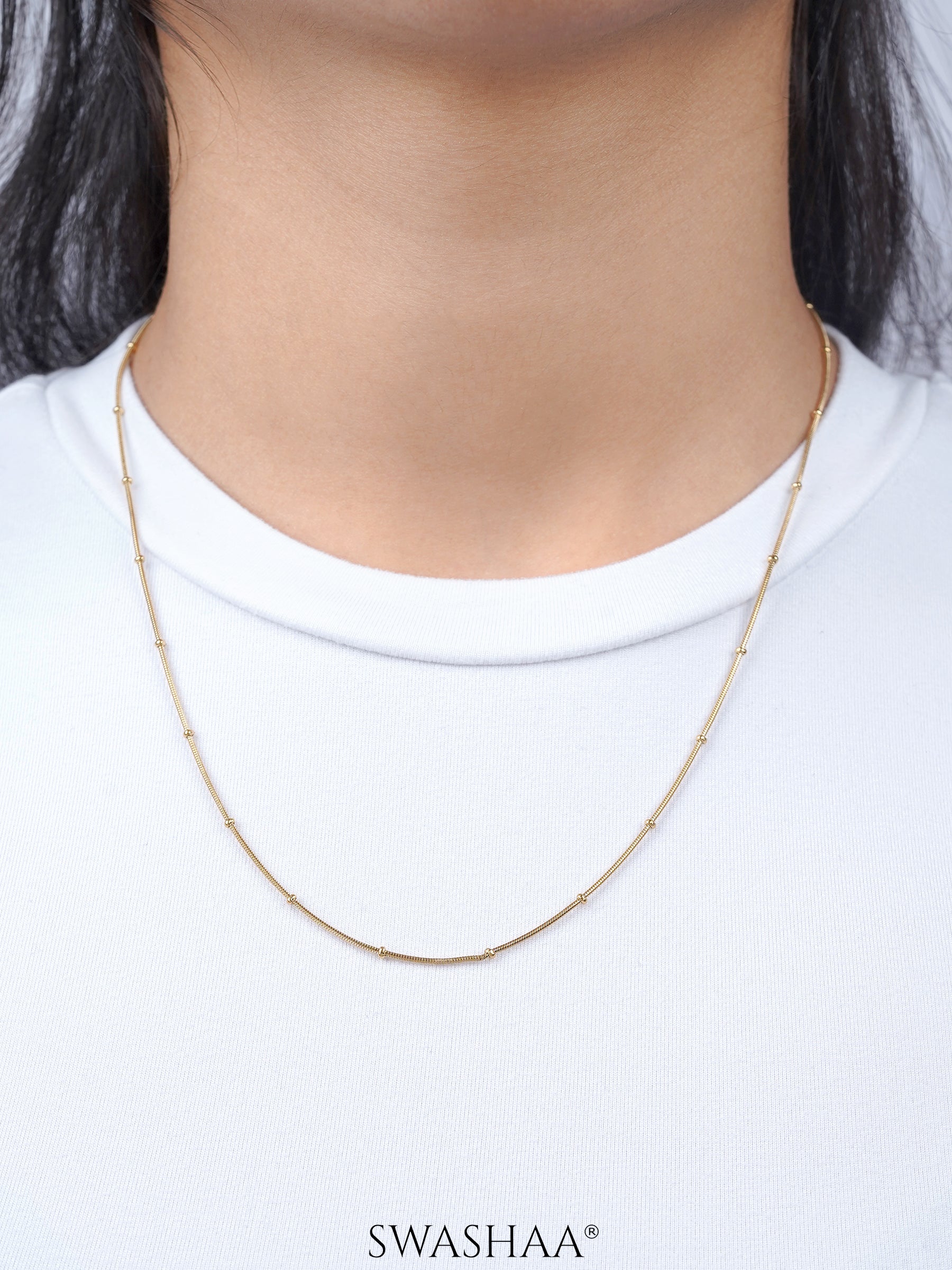Aulus Micro Beads 18K Gold Plated Women's Chain