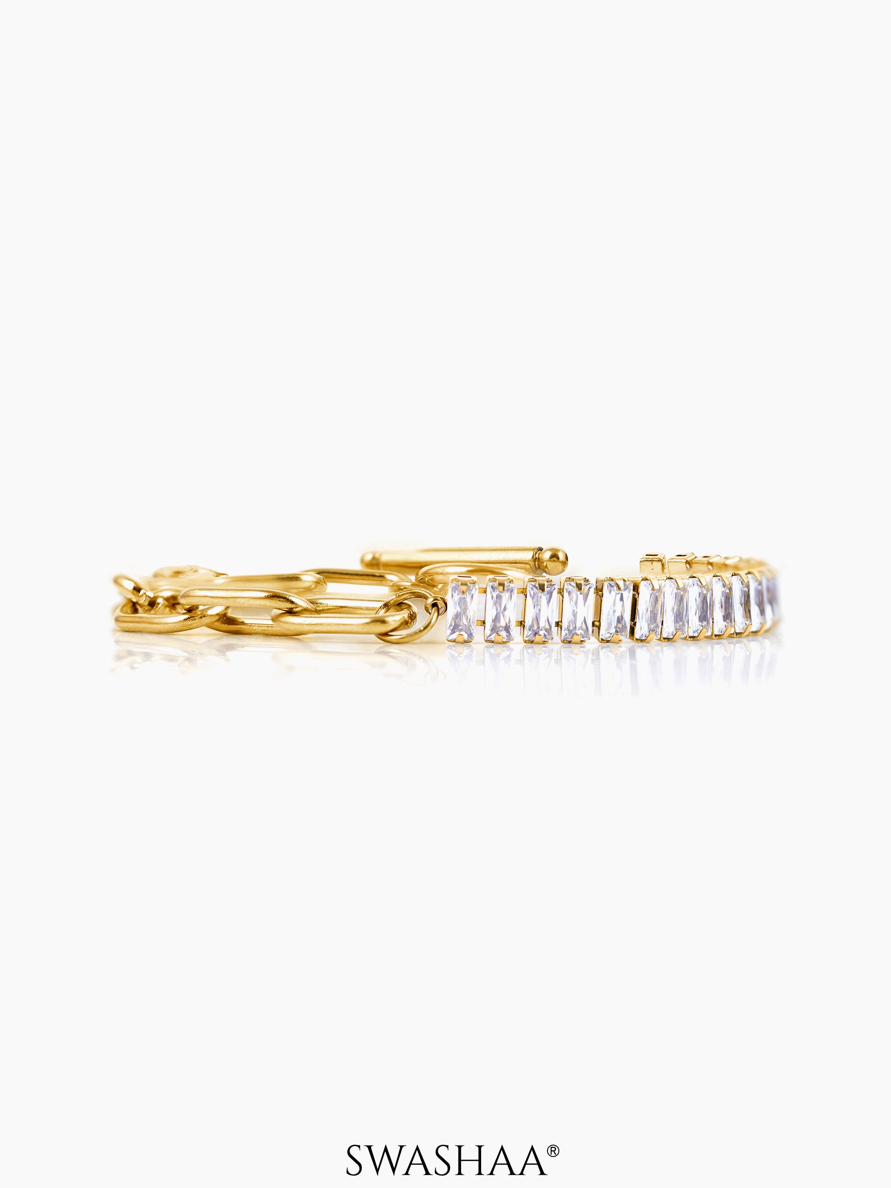 Aura Link Baguette 18K Gold Plated Bracelet