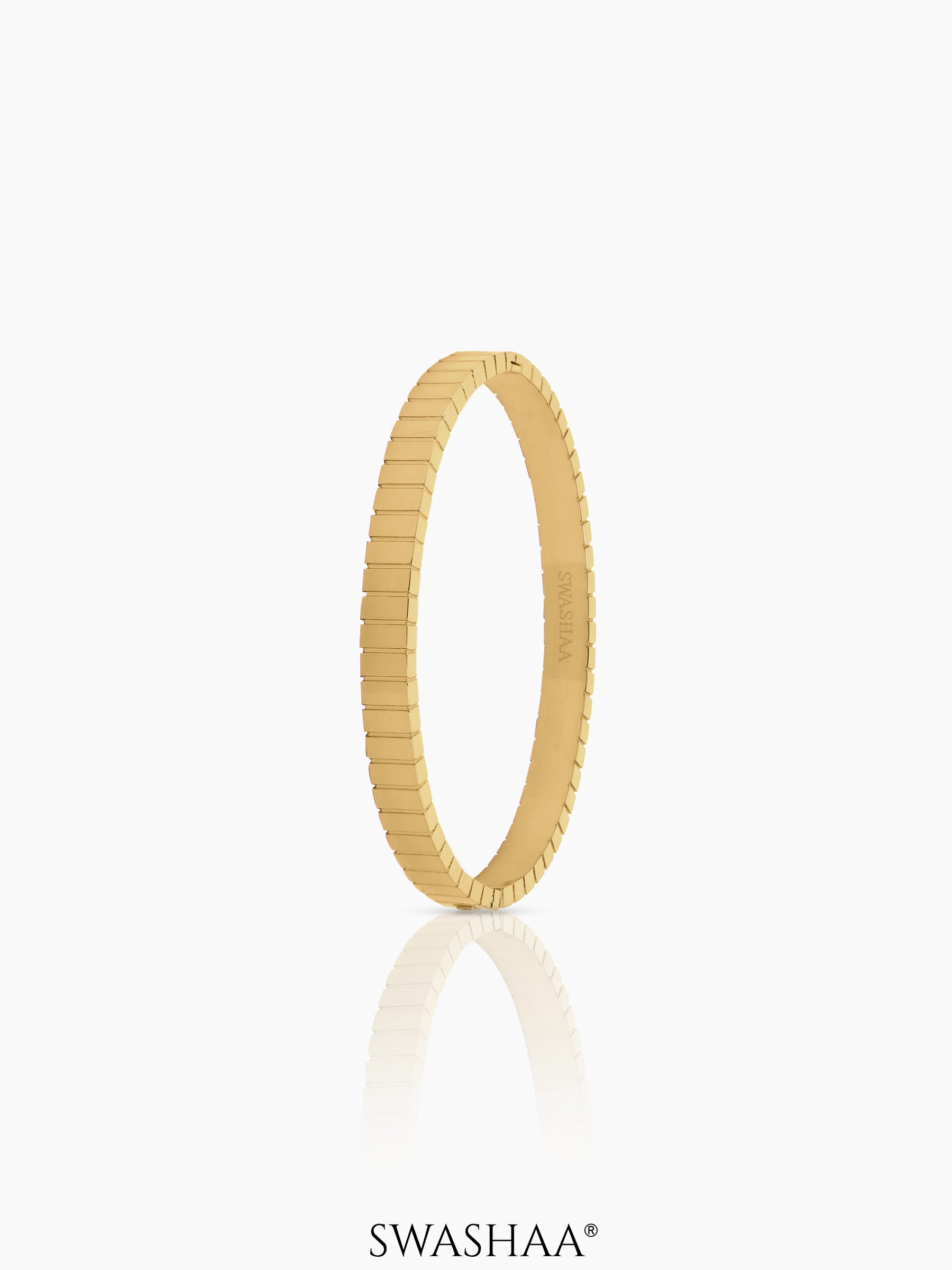 Aurelith Ribbed 18K Gold Plated Kada Band Bracelet