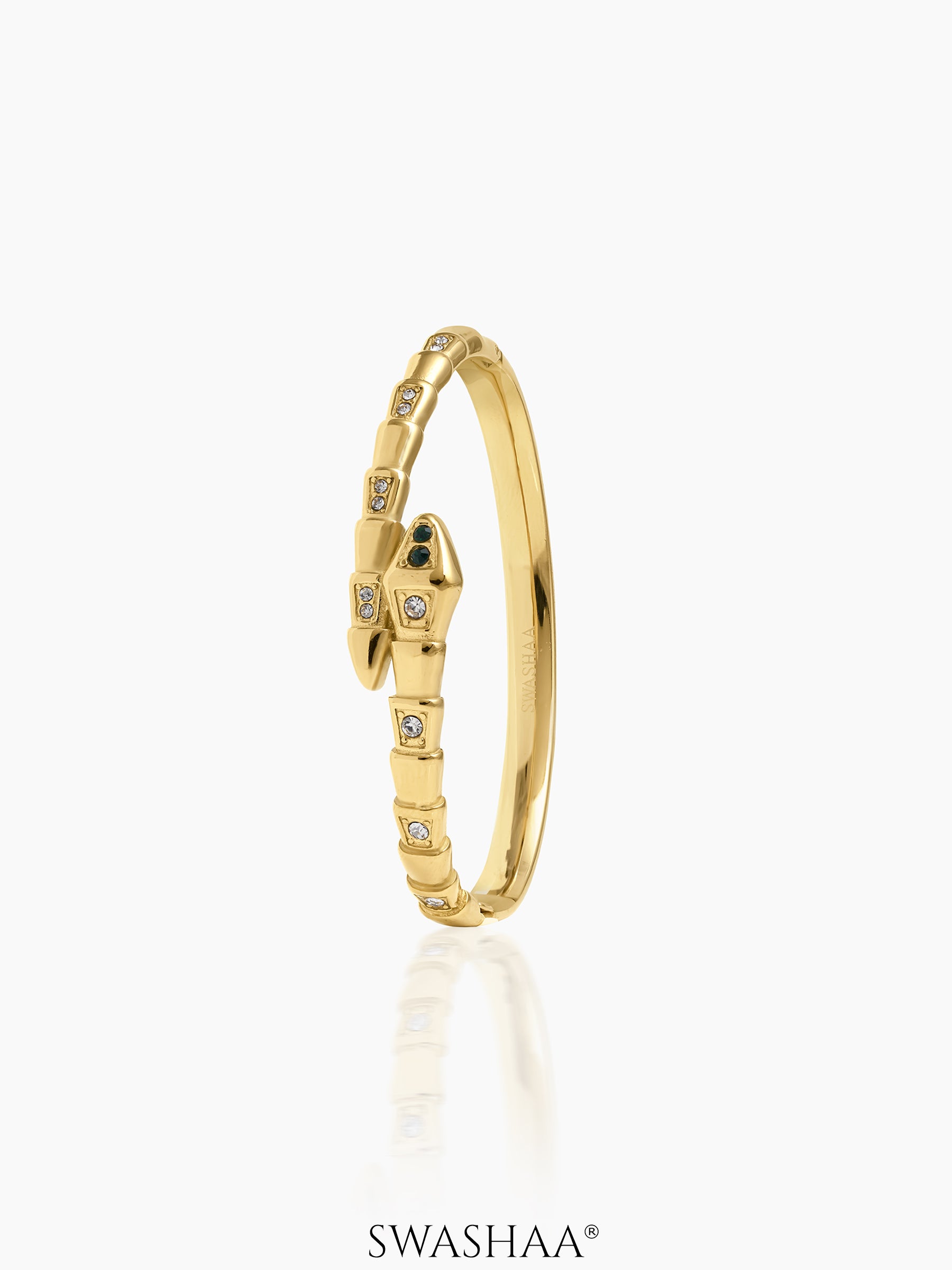 Aurza Snake Diamond Band 18K Gold Plated Bracelet