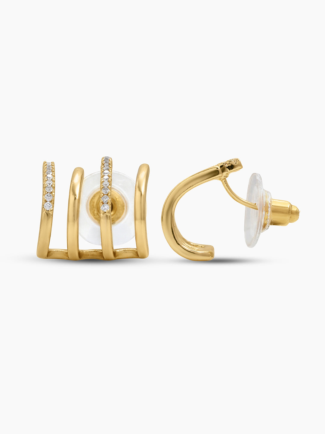 Avenor Diamond Arc 18K Gold Plated Women's Stud Earrings
