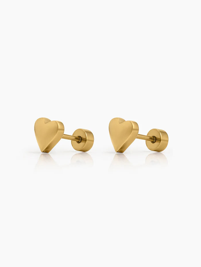 Avera Heart 18K Gold Plated Women's Stud Earrings