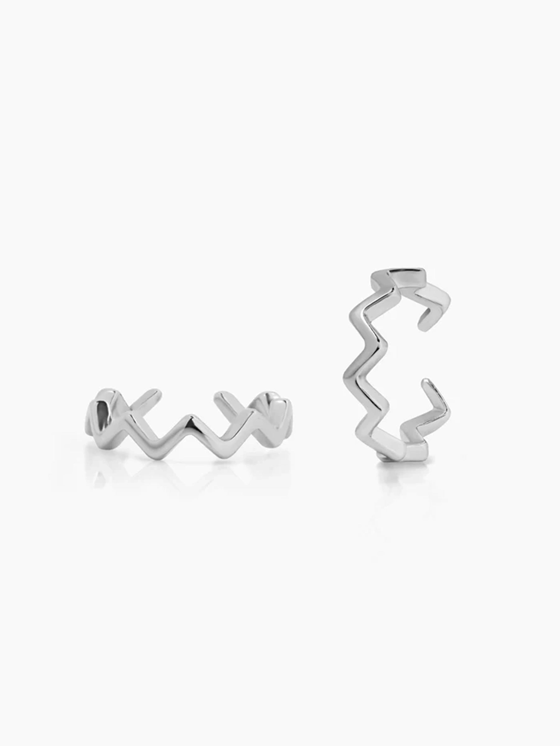 Axis Wave Silver Men's Ear Cuffs - Swashaa