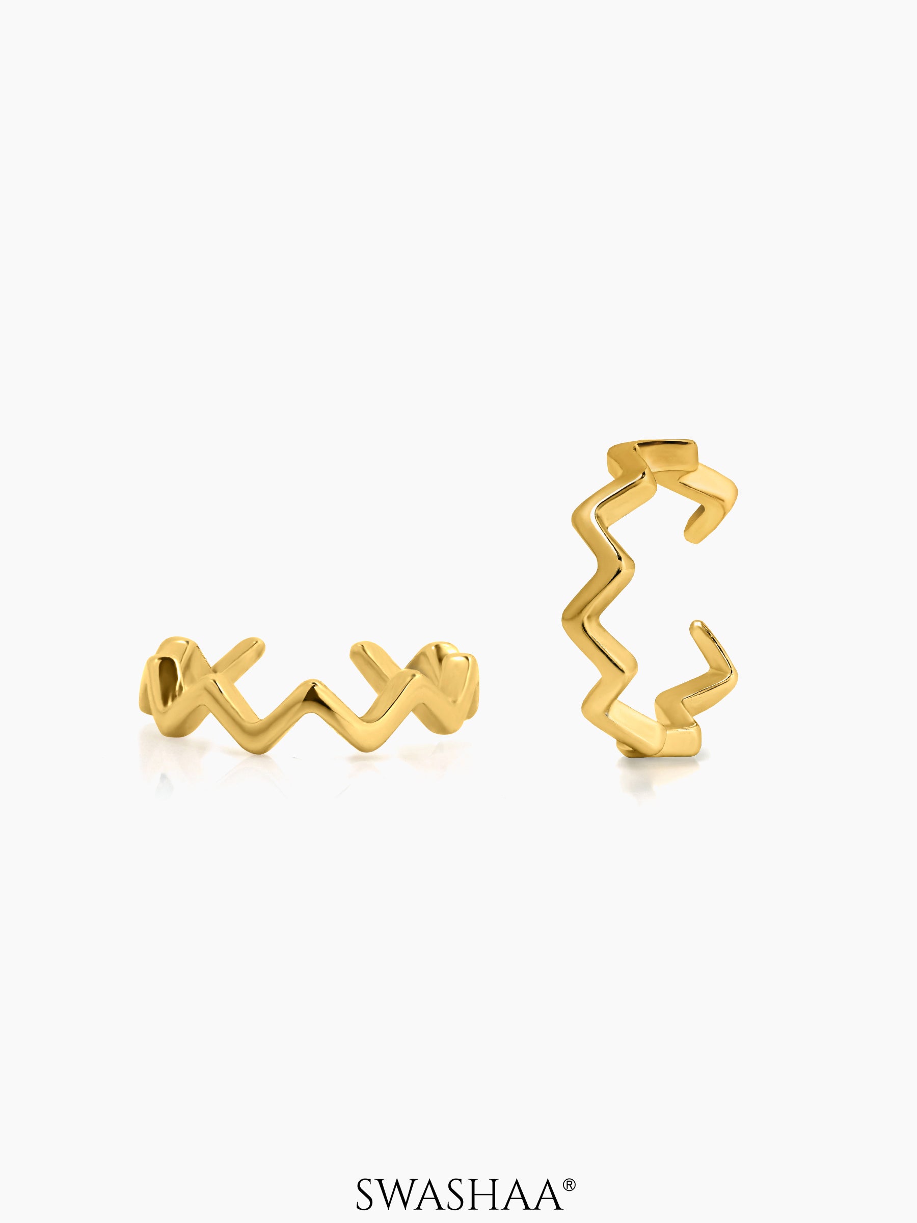 Axis Geometric Zigzag Wave 18K Gold Plated Ear Cuffs