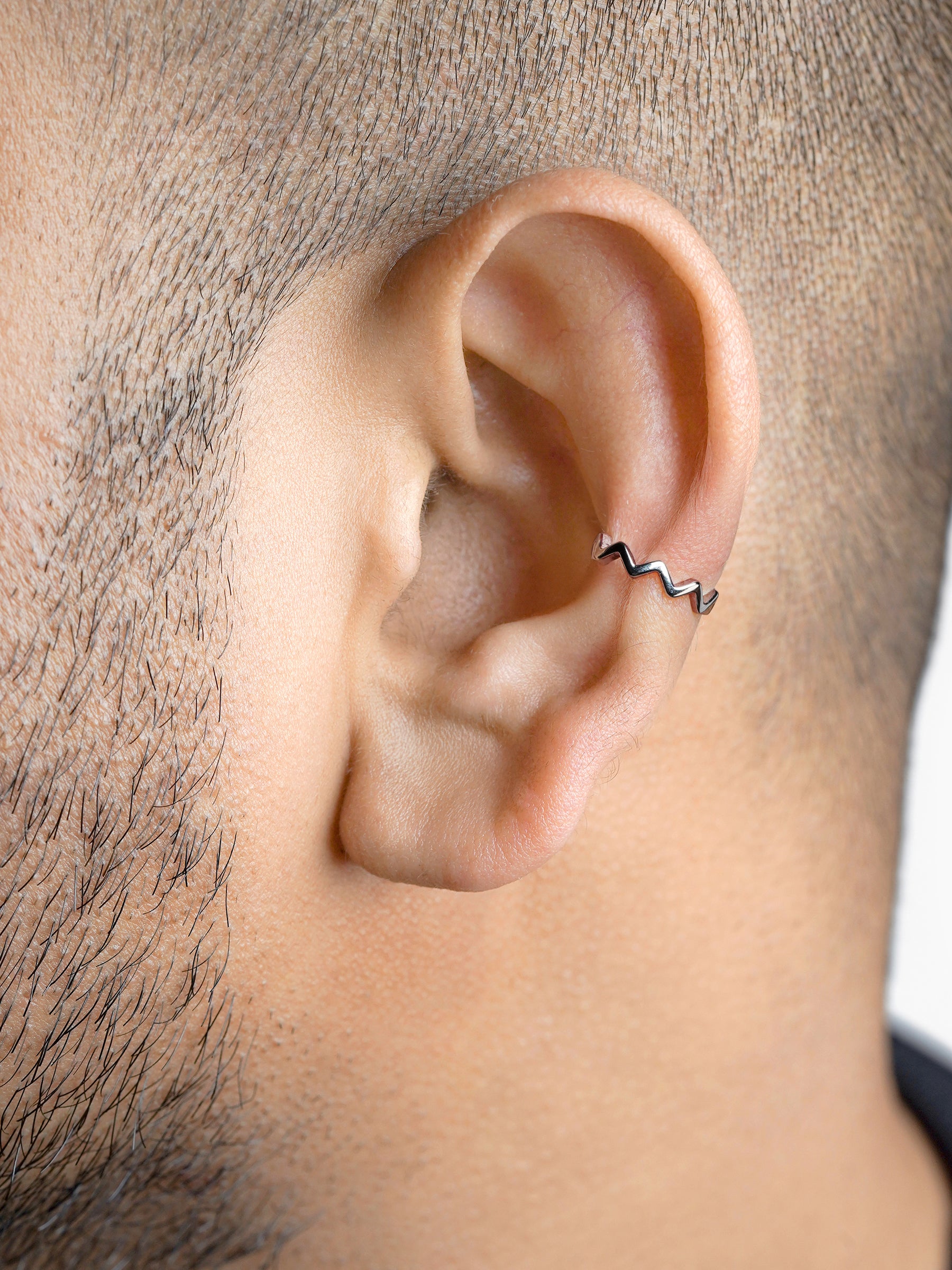 Axis Wave Silver Men's Ear Cuffs - Swashaa
