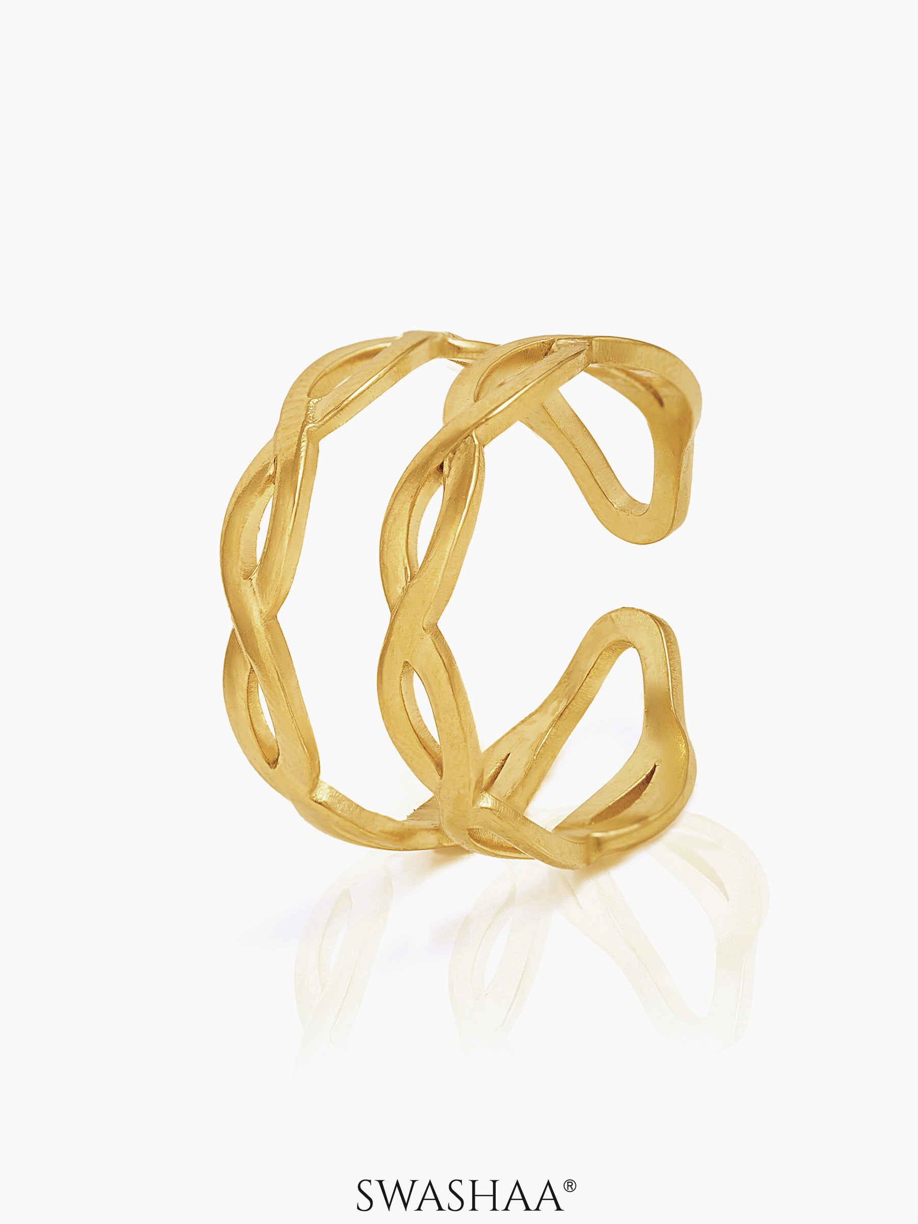 Ayla Twisted Vine Silhouette 18K Gold Plated Ring