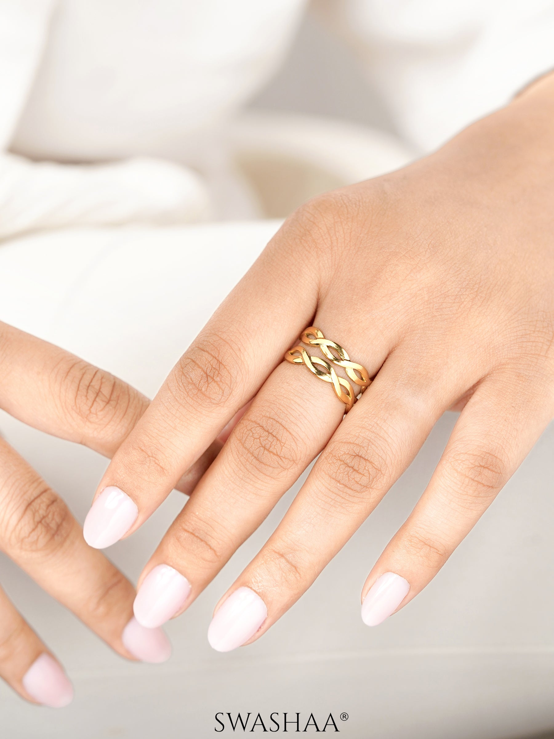 Ayla Twisted Vine Silhouette 18K Gold Plated Ring