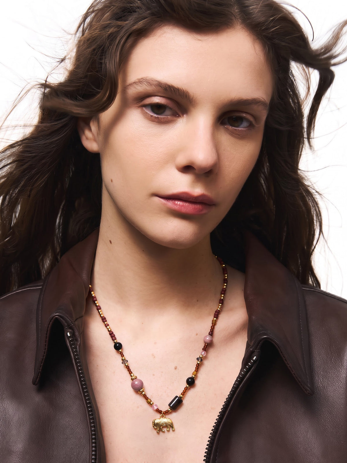 Azelie Pink Beade Charms 18K Gold Plated Women's Beaded Necklace