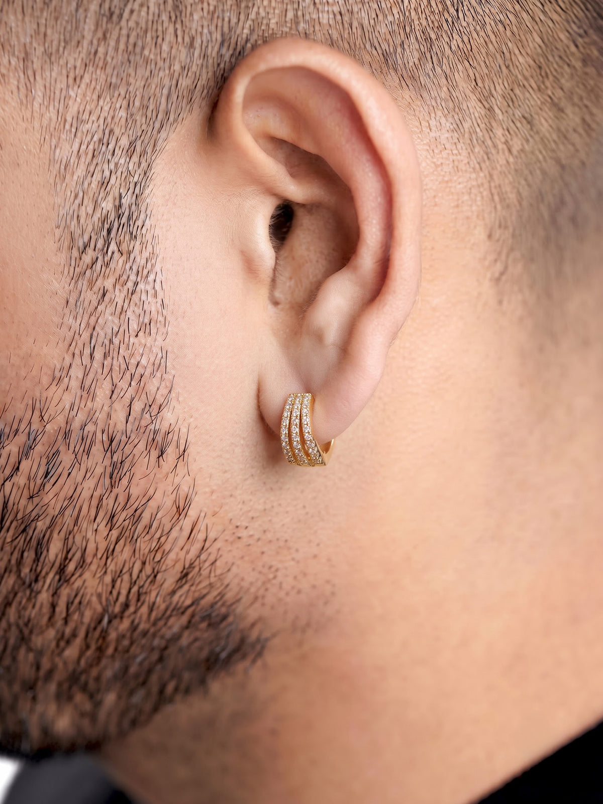 Azenor Diamond 18K Gold Plated Men's Hoop Earrings