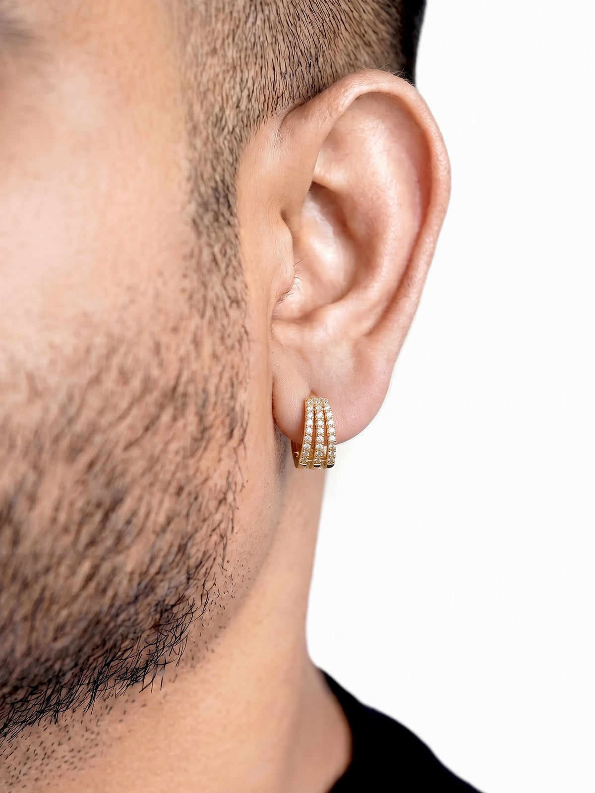 Azenor Diamond 18K Gold Plated Men's Hoop Earrings