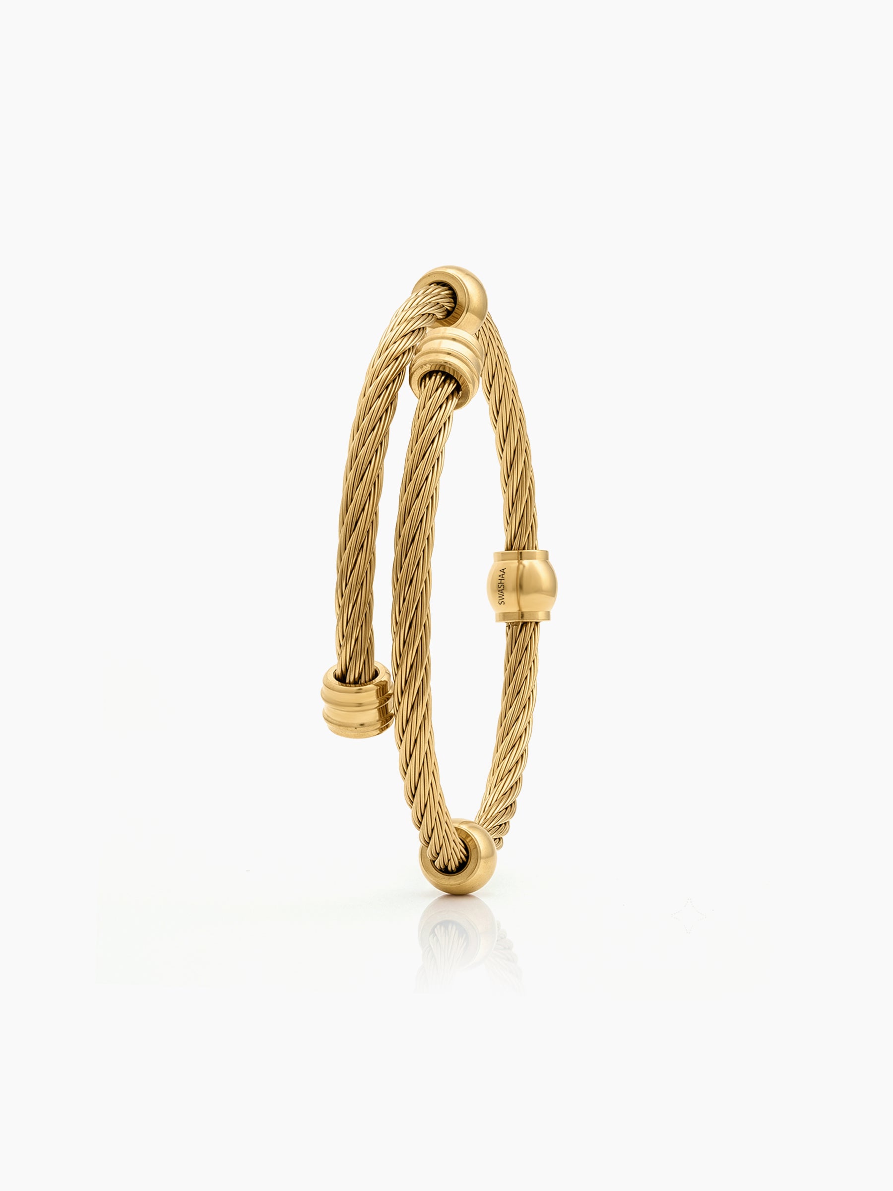 Azren 18K Gold Plated Men's Wired Cuff Bracelet