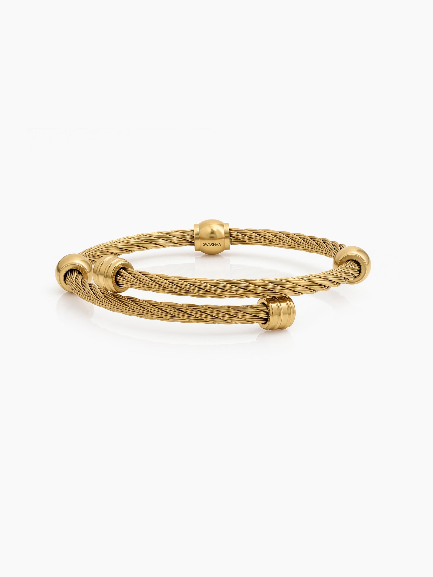 Azren 18K Gold Plated Men's Wired Cuff Bracelet