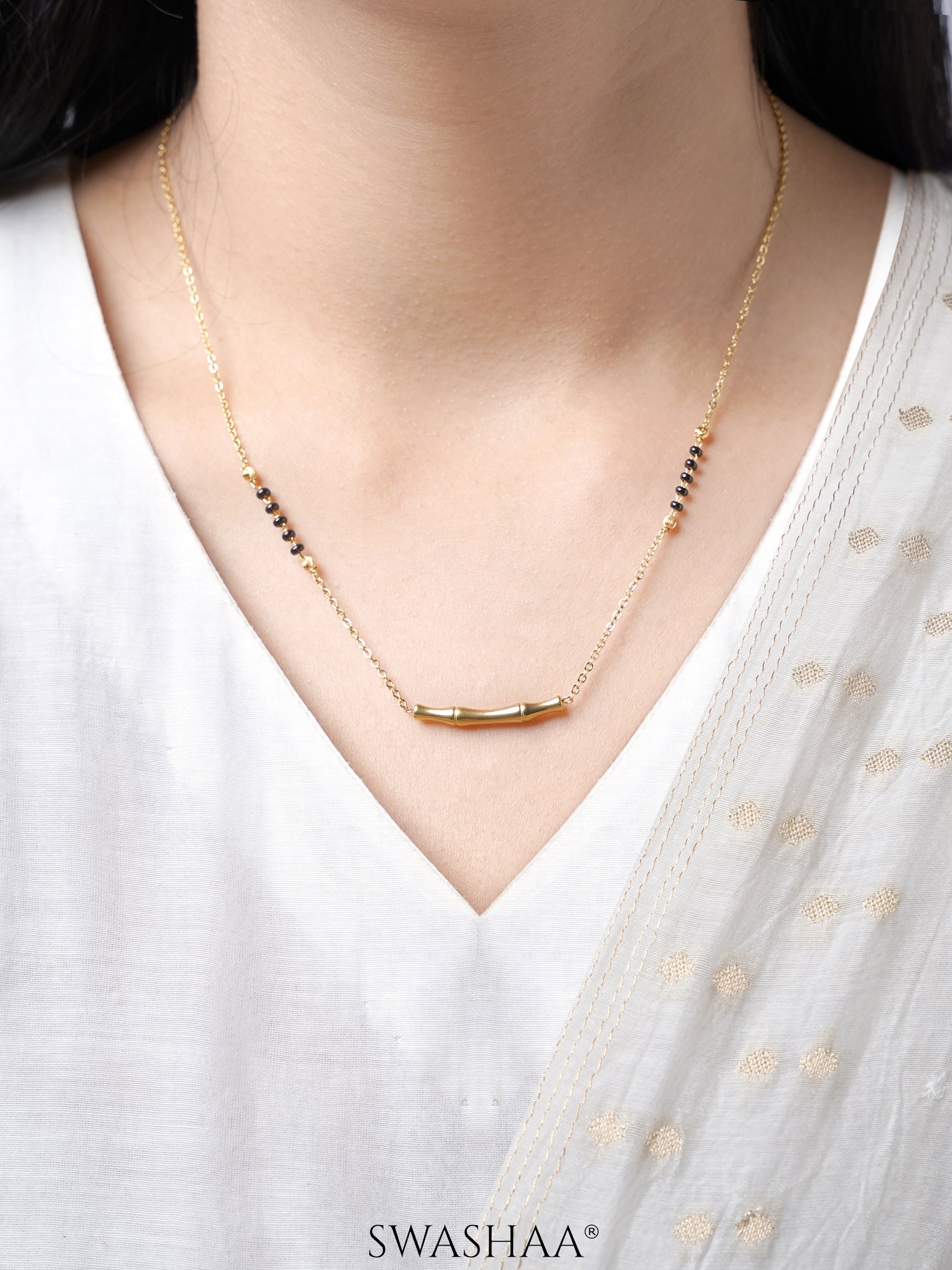 Baansi Bamboo Bar 18K Gold Plated Mangalsutra