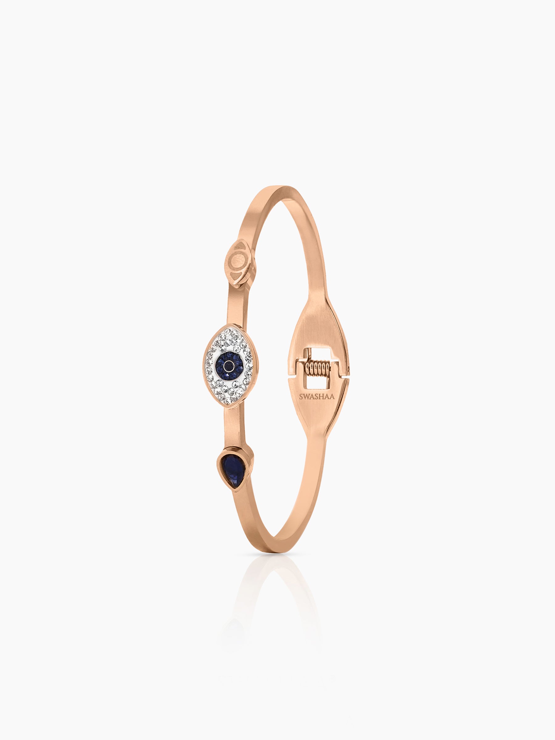Bailee Blue Evil Eye Diamond Rosegold Plated Bracelet