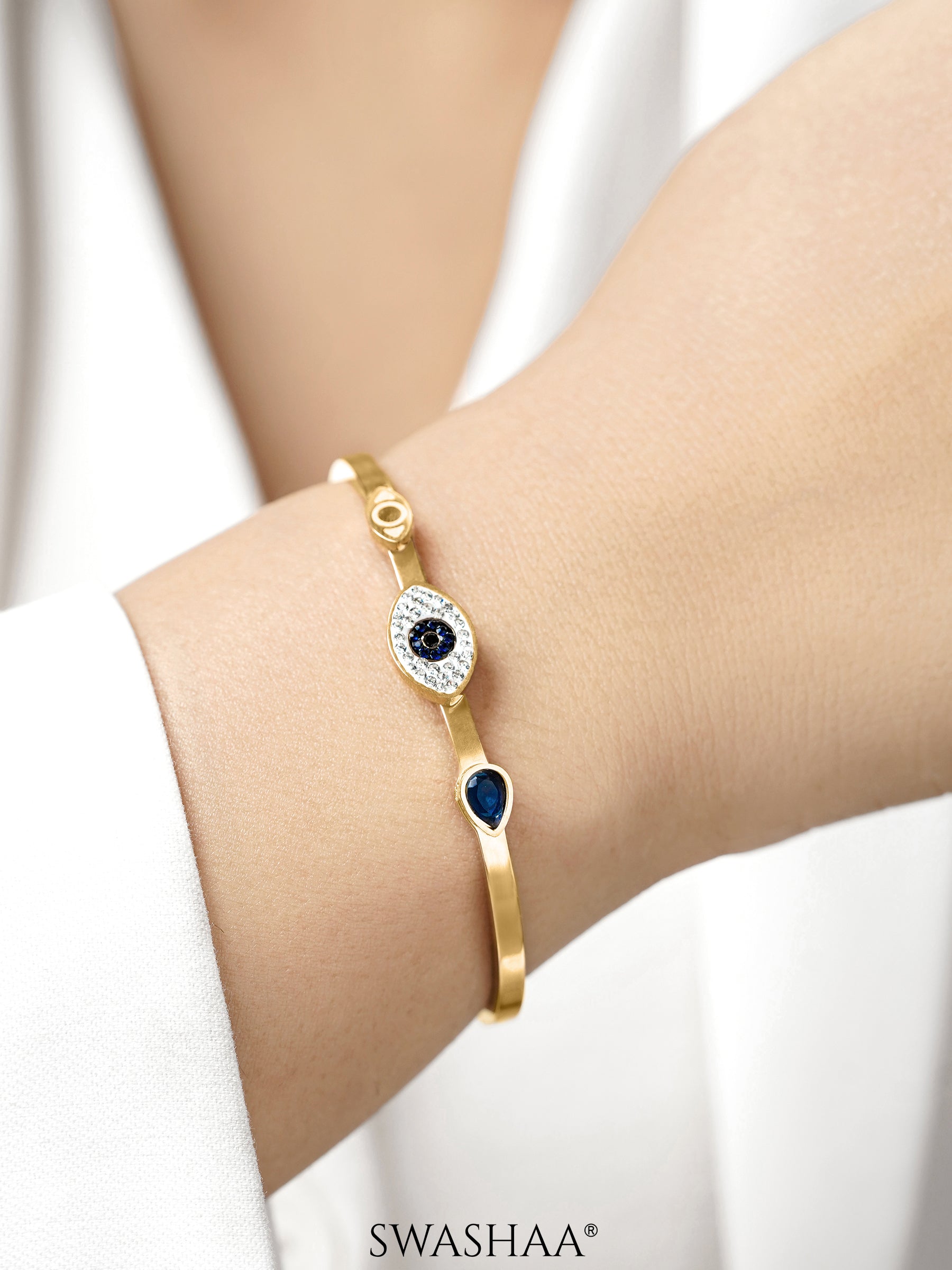 Bailee Blue Evil Eye Diamond 18K Gold Plated Bracelet