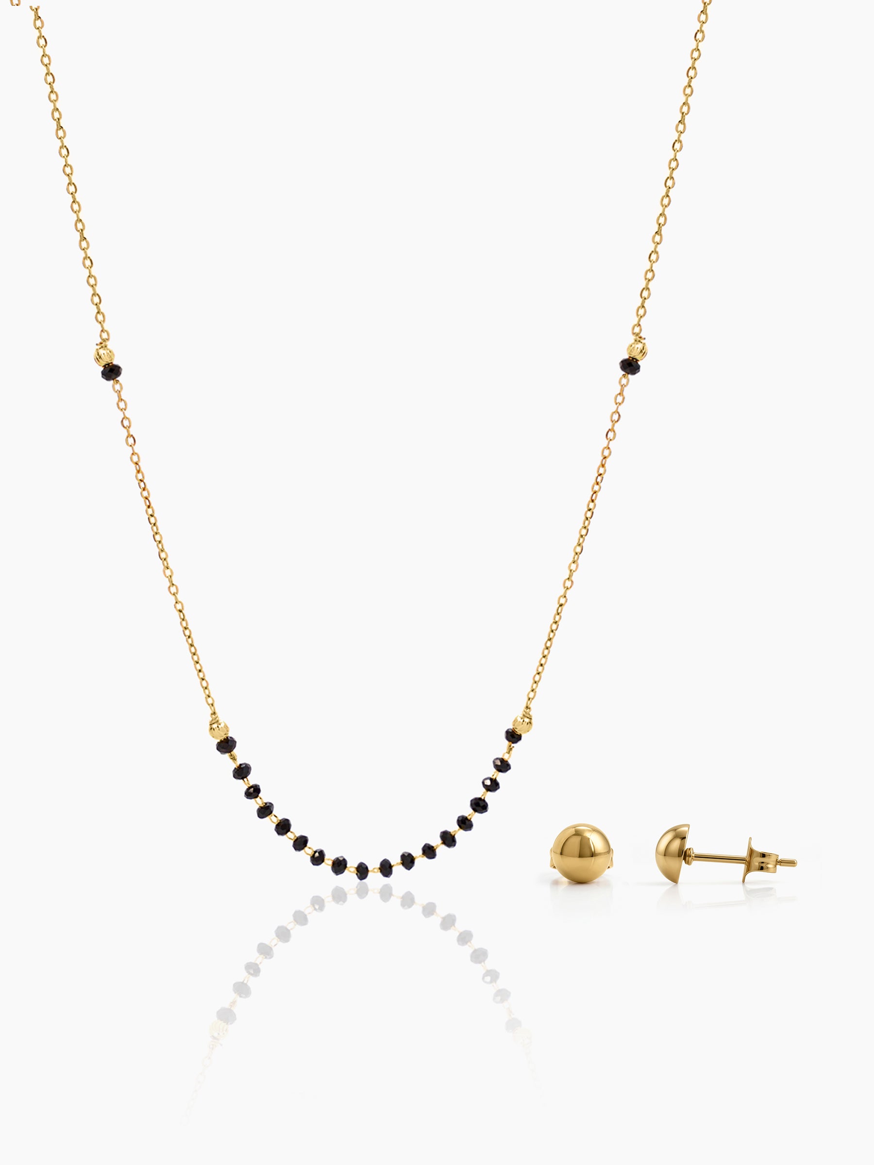 Banari 18K Gold Plated Mangalsutra Jewelry Set Of 2 - Necklace & Earrings - Swashaa