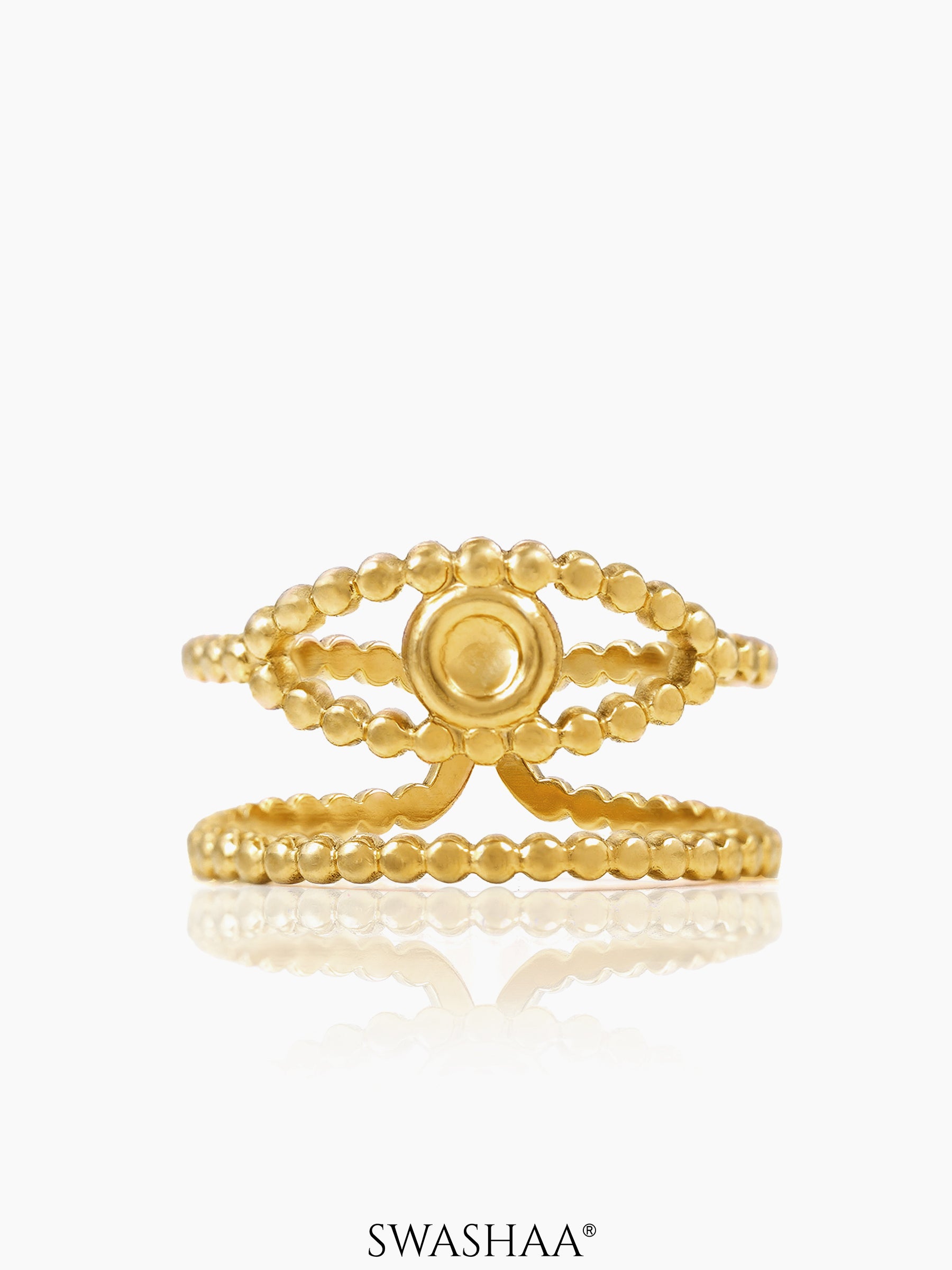 Barkha Evil Eye Double Layered Dotted Bands 18K Gold Plated Ring