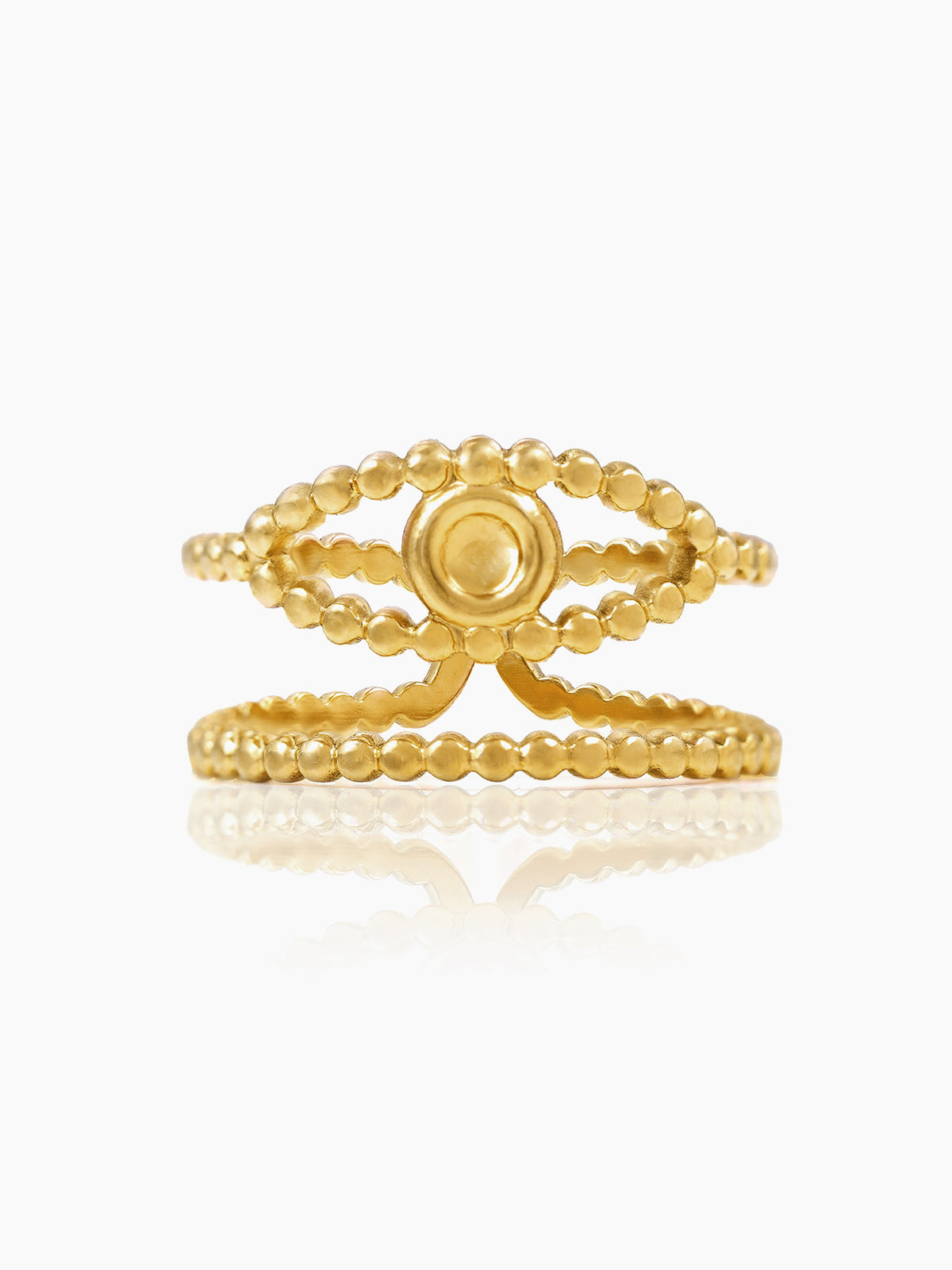 Barkha Evil Eye Double Layered Dotted Bands 18K Gold Plated Ring