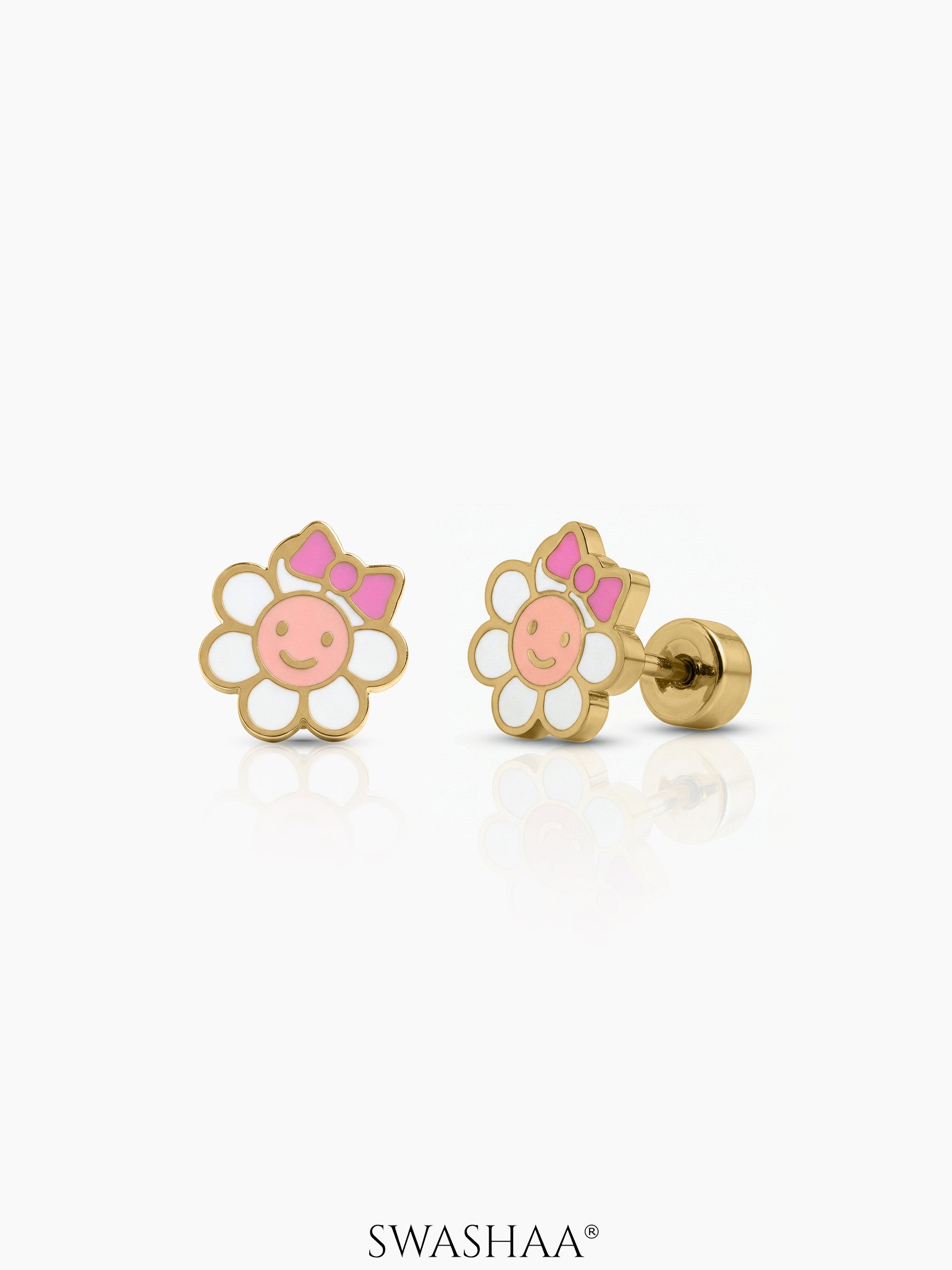 Bebo Flower Bow Kid’s Stud Earrings - Swashaa