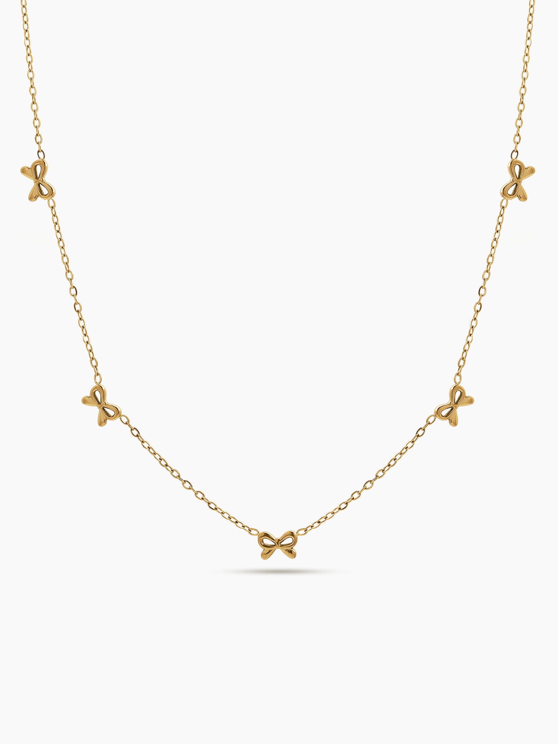 Belina Bow Charms 18K Gold Plated Women's Chain Necklace