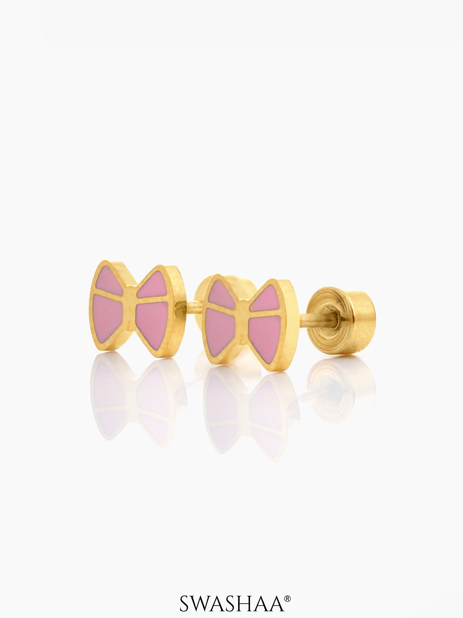 Belle Bow Charm 18K Gold Plated Kid's Stud Earrings