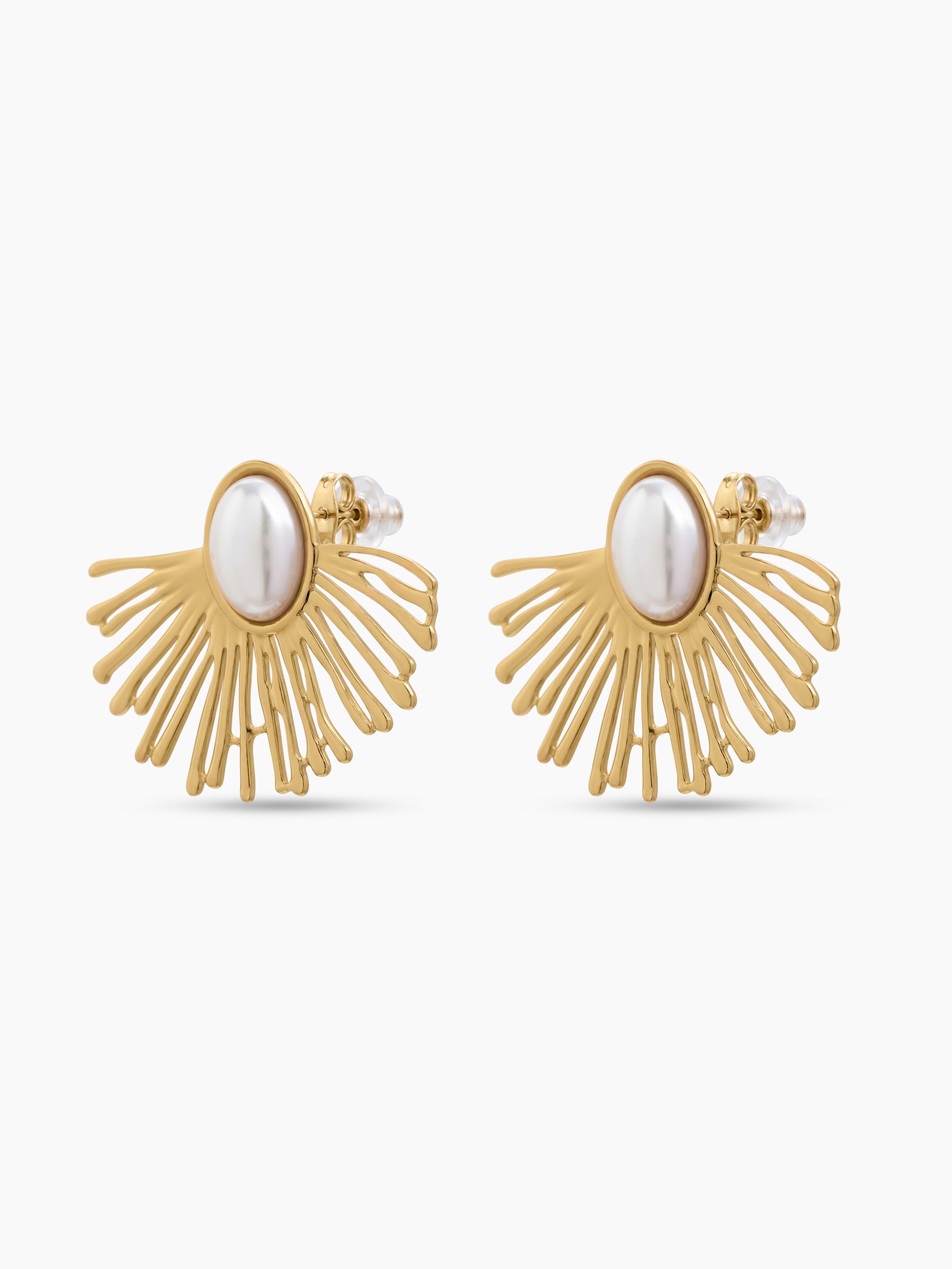 Bellora Floral Pearl 18K Gold Plated Women's Stud Earrings