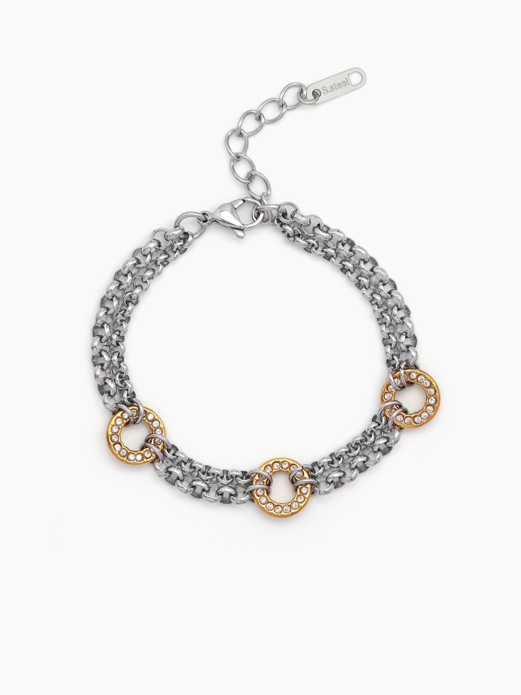 Beloria Diamond Link 18K Gold Plated - Silver Women's Chain Bracelets