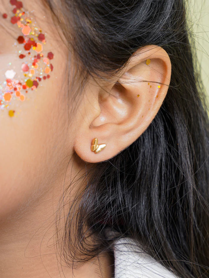 Bill Butterfly Charm 18K Gold Plated Kid's Stud Earrings